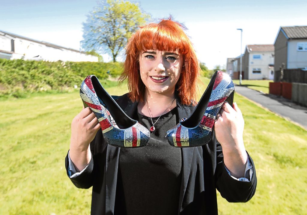 Conservative Coucillor Meghan Gallacher with her Union Jack shoes (Chris Austin / DC Thomson)