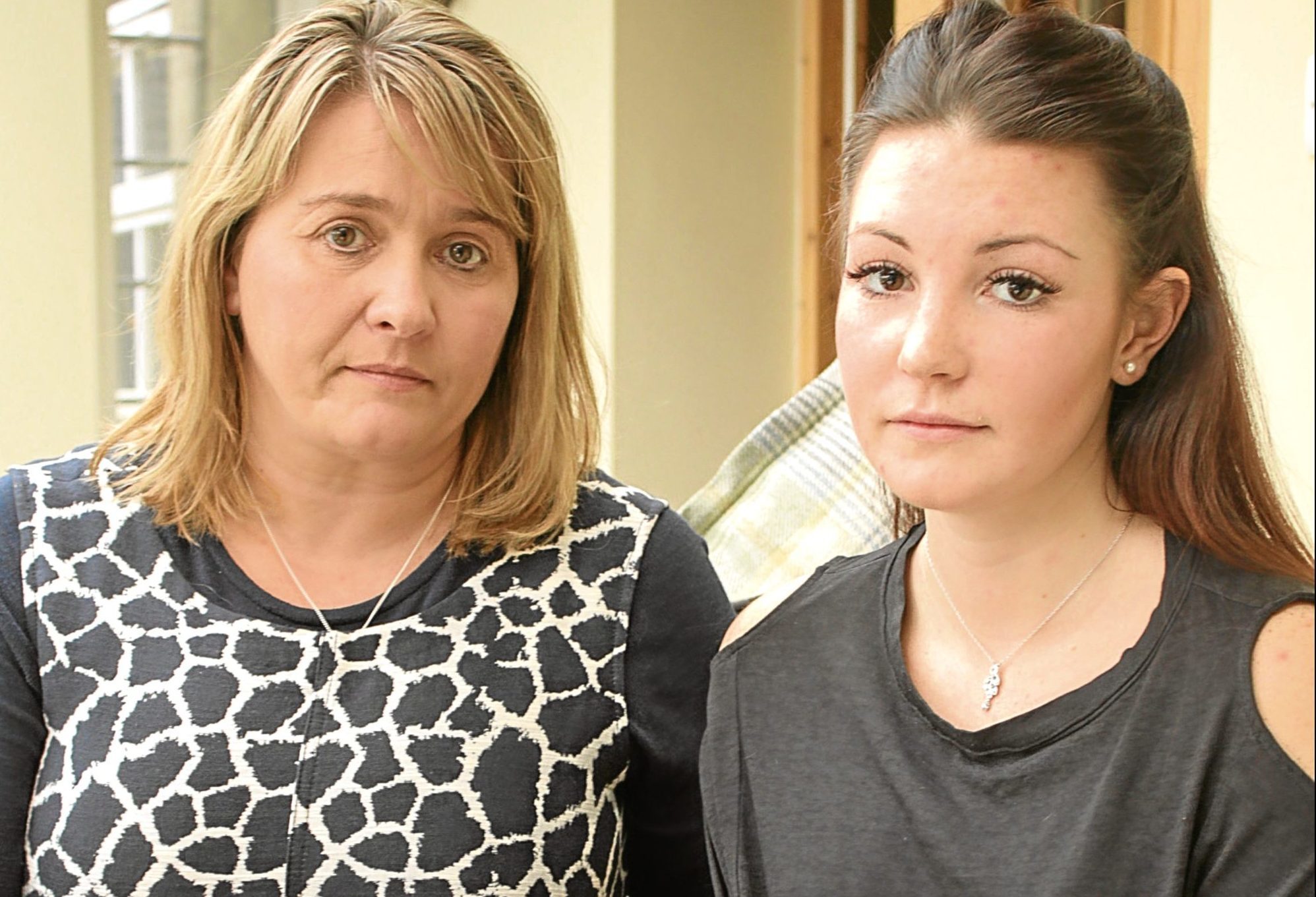 Nicola Urquhart (left), mother of missing 23-year-old Corrie McKeague, and April Oliver, 21, girlfriend of the RAF serviceman, who has revealed she is expecting his child. (April Oliver/BBC Look East/PA Wire)