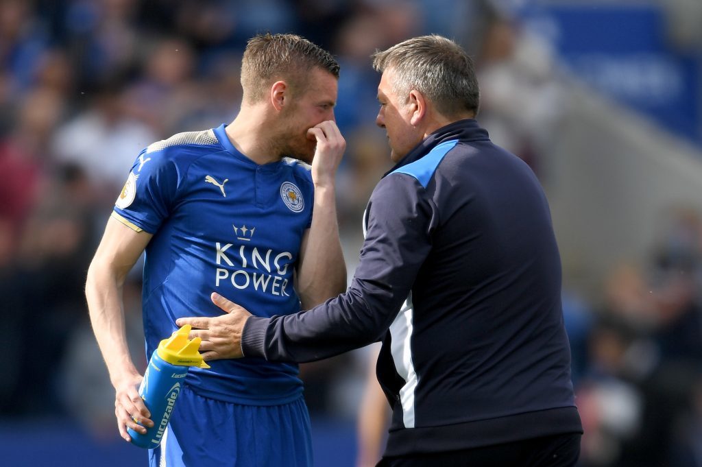 Jamie Vardy and manager Craig Shakespeare (Ross Kinnaird/Getty Images)