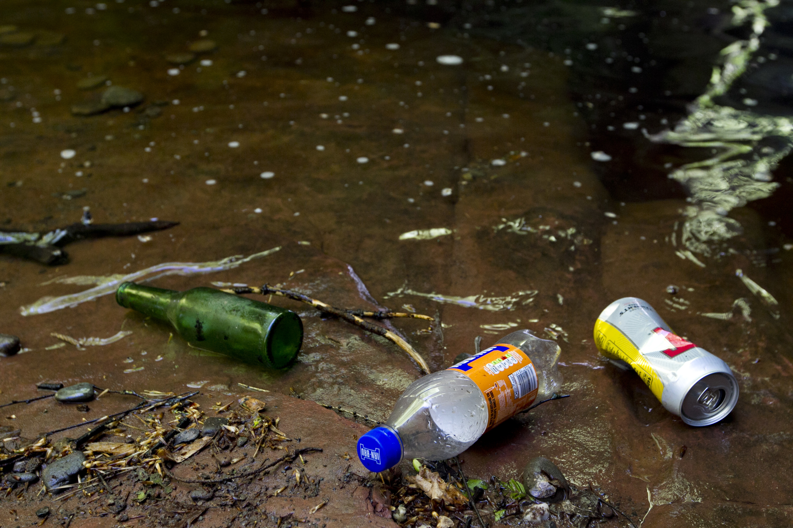 Litter in The Devil's Pulpit in  Finnich Glen near Loch Lomond.