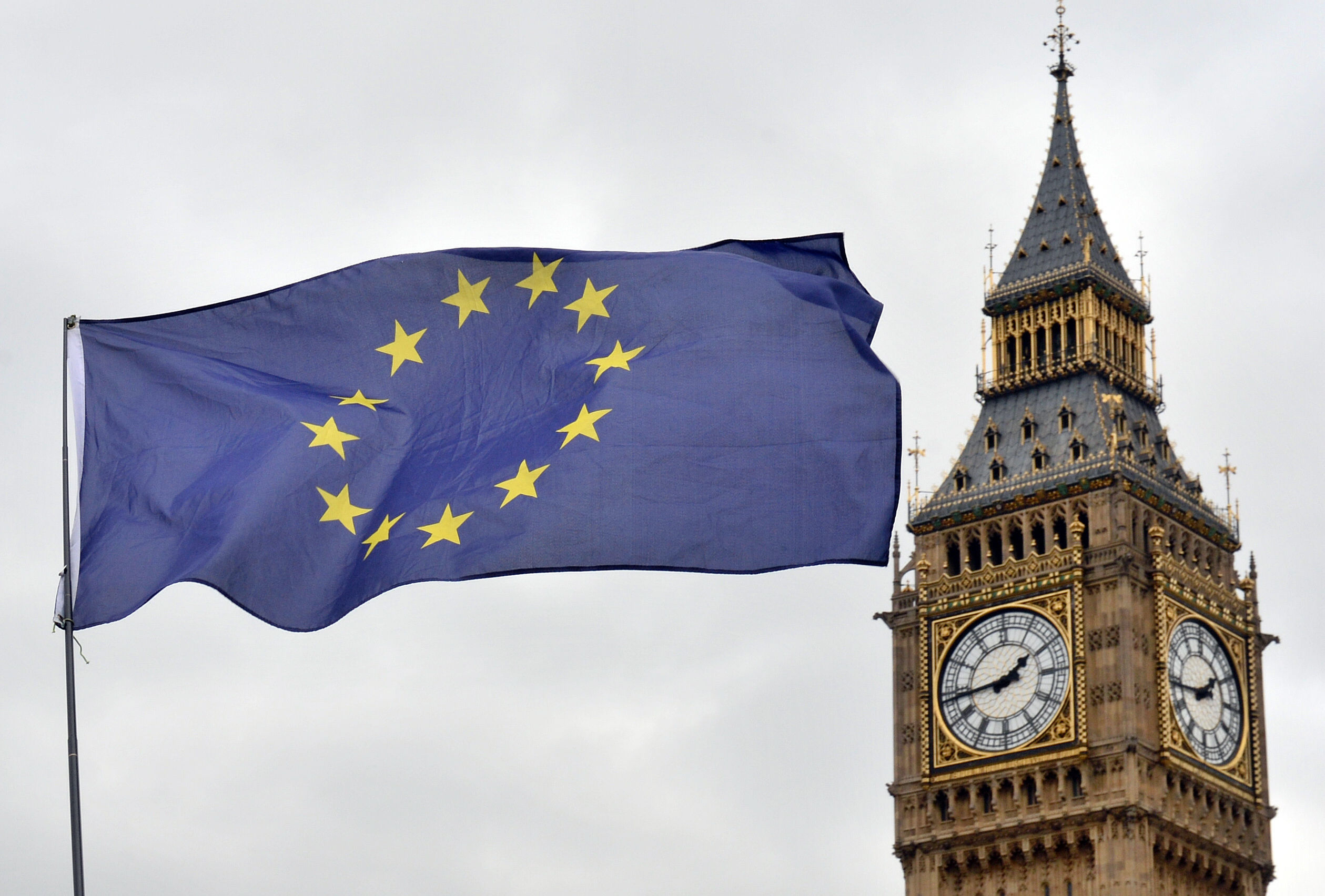 An EU flag flying in front of the Houses of Parliament. (Victoria Jones/PA Wire)