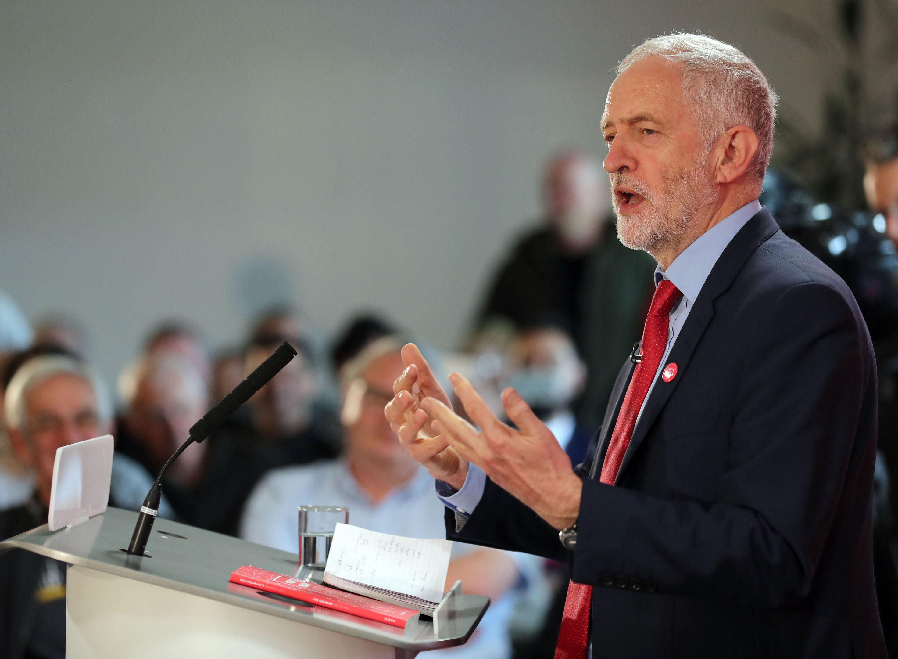 Labour leader Jeremy Corbyn speaks during an election campaign visit to Peterborough United Football Club. (Chris Radburn/PA Wire)