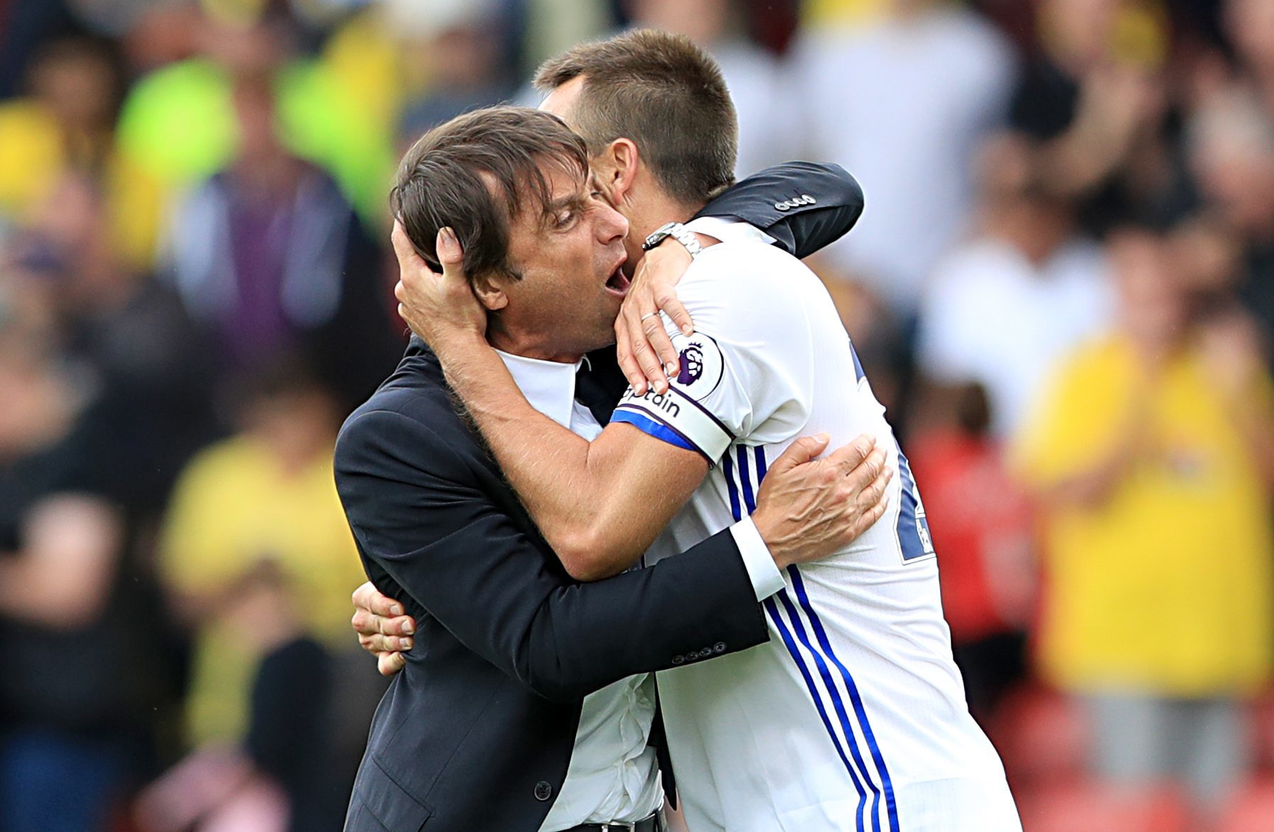 Chelsea Manager Antonio Conte and Chelsea's John Terry celebrate (PA)
