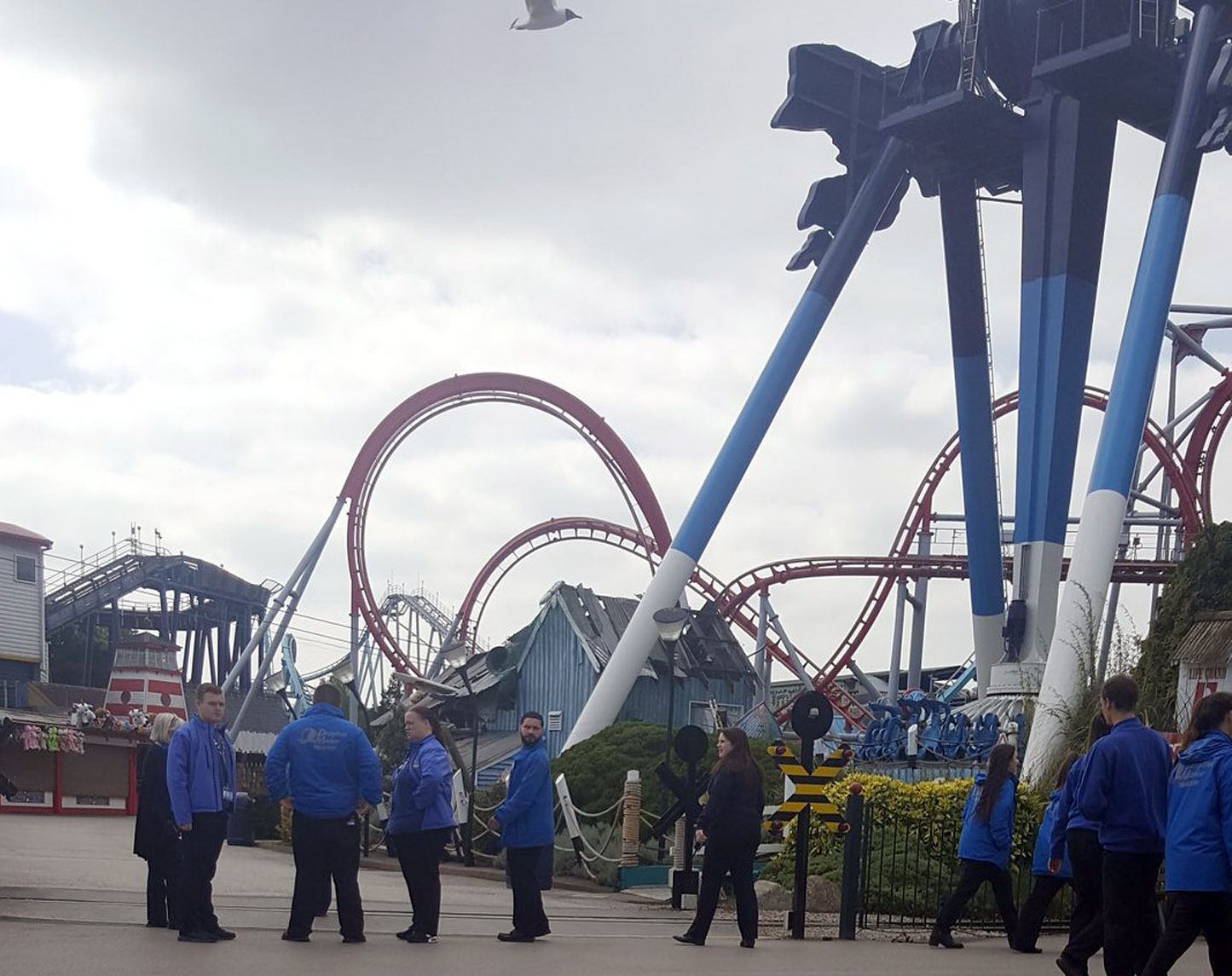 The scene at Drayton Manor Theme Park after 11-year-old Evha was airlifted to hospital after falling from the Splash Canyon water ride (Jade Braham/PA Wire)