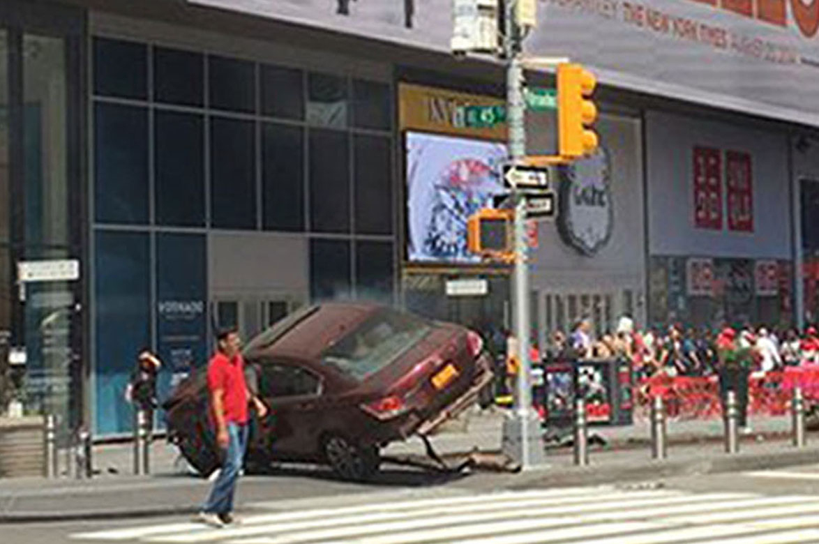Times Square, New York, USA where a car mounted the pavement injuring pedestrians (Josh Silverman/PA Wire)
