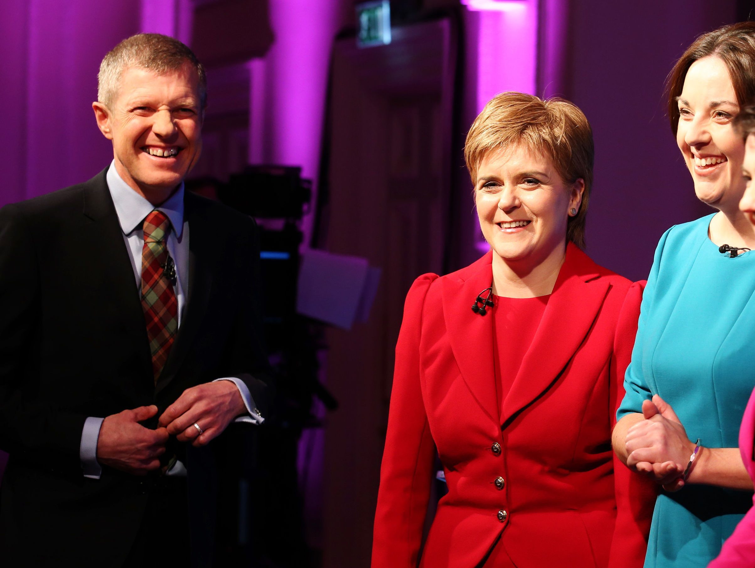 (Left to right) Scottish Liberal Democrat leader Willie Rennie, First Minister and leader of the Scottish National Party Nicola Sturgeon, Scottish Labour Party leader Kezia Dugdale (Andrew Milligan/PA Wire)