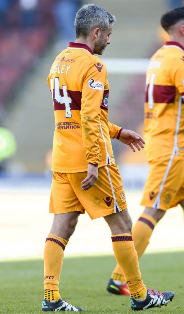 Motherwell's Keith Lasley at full time in Saturday's defeat to Ross County (SNS Group)