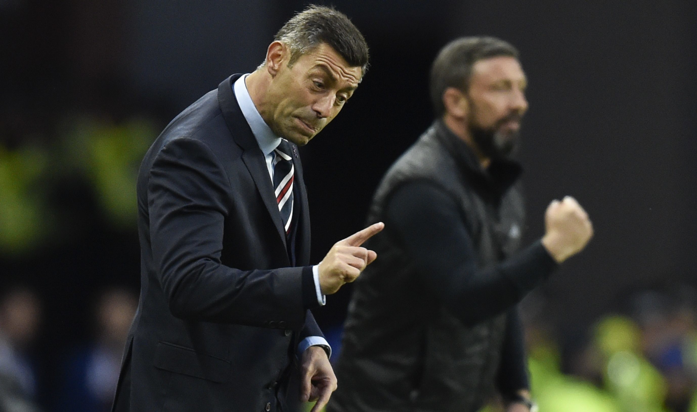 Pedro Caixinha and Derek McInnes on the touchline (SNS Group / Rob Casey)