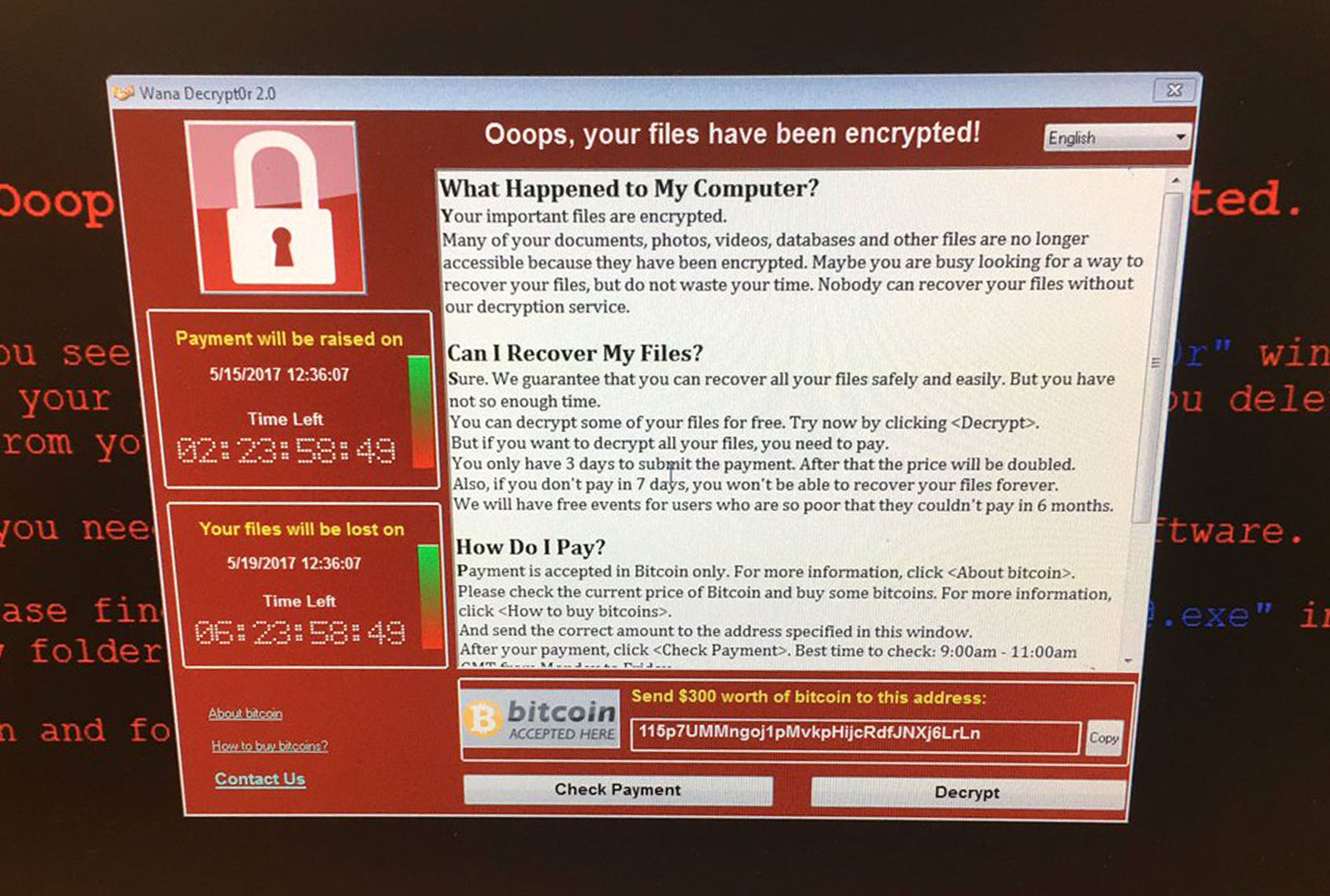 A computer at Greater Preston CCG as the NHS is investigating "an issue with IT" amid reports of a cyber attack on its systems (@fendifille/Twitter/PA Wire)