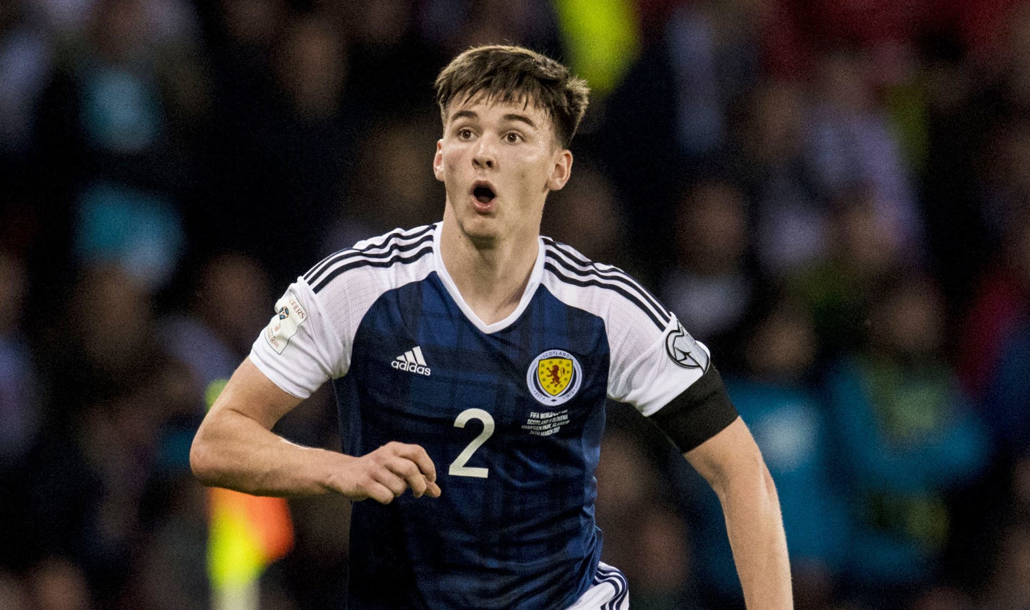 Kieran Tierney in action for Scotland (SNS Group)