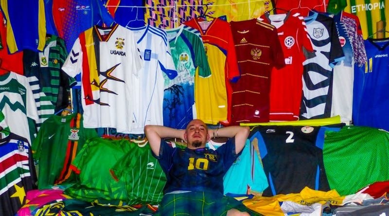 Football fan Joe Johnston and his collection (@GlobalObsession)