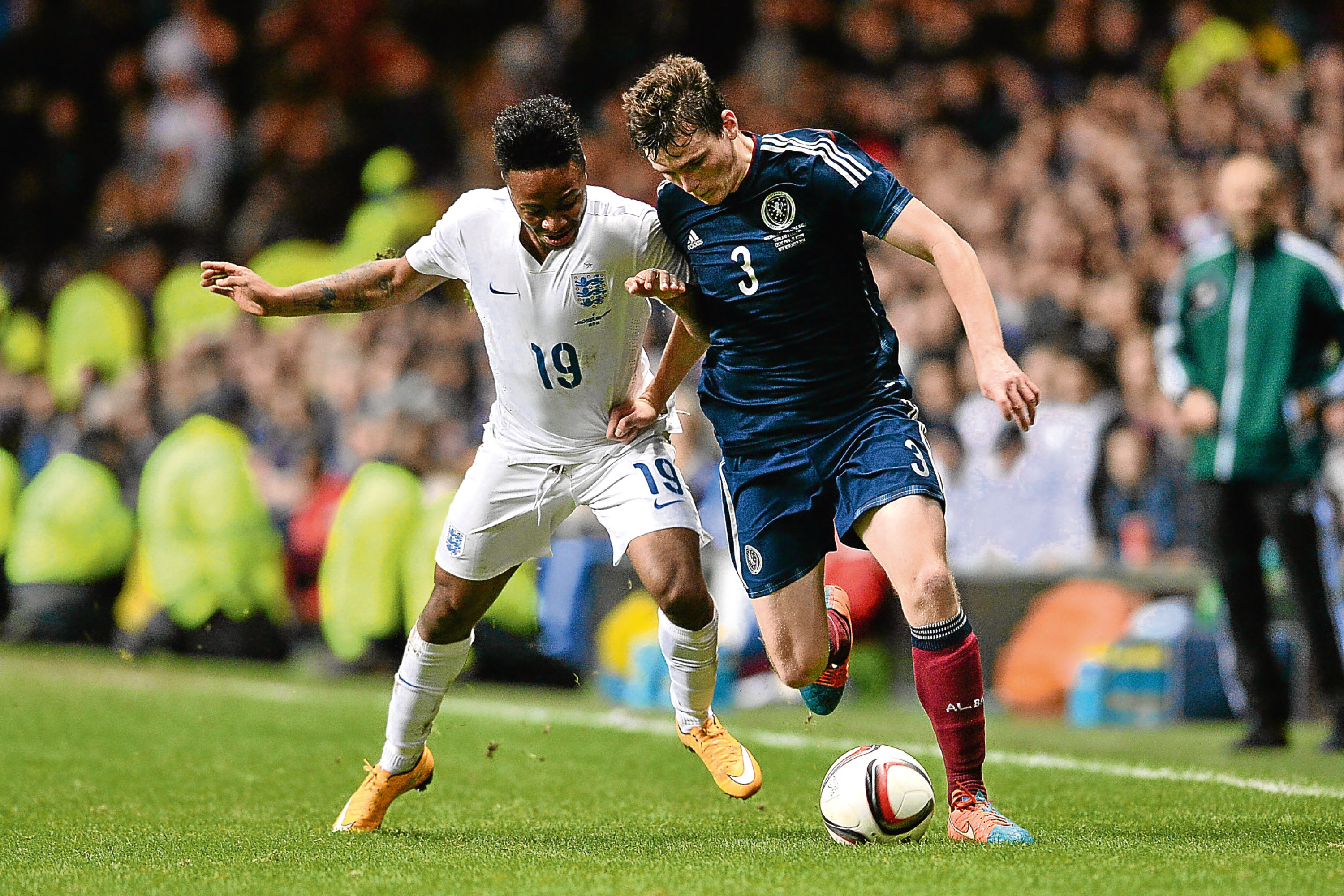 Scotland's Andrew Robertson (right) in action against England (SNS Group)