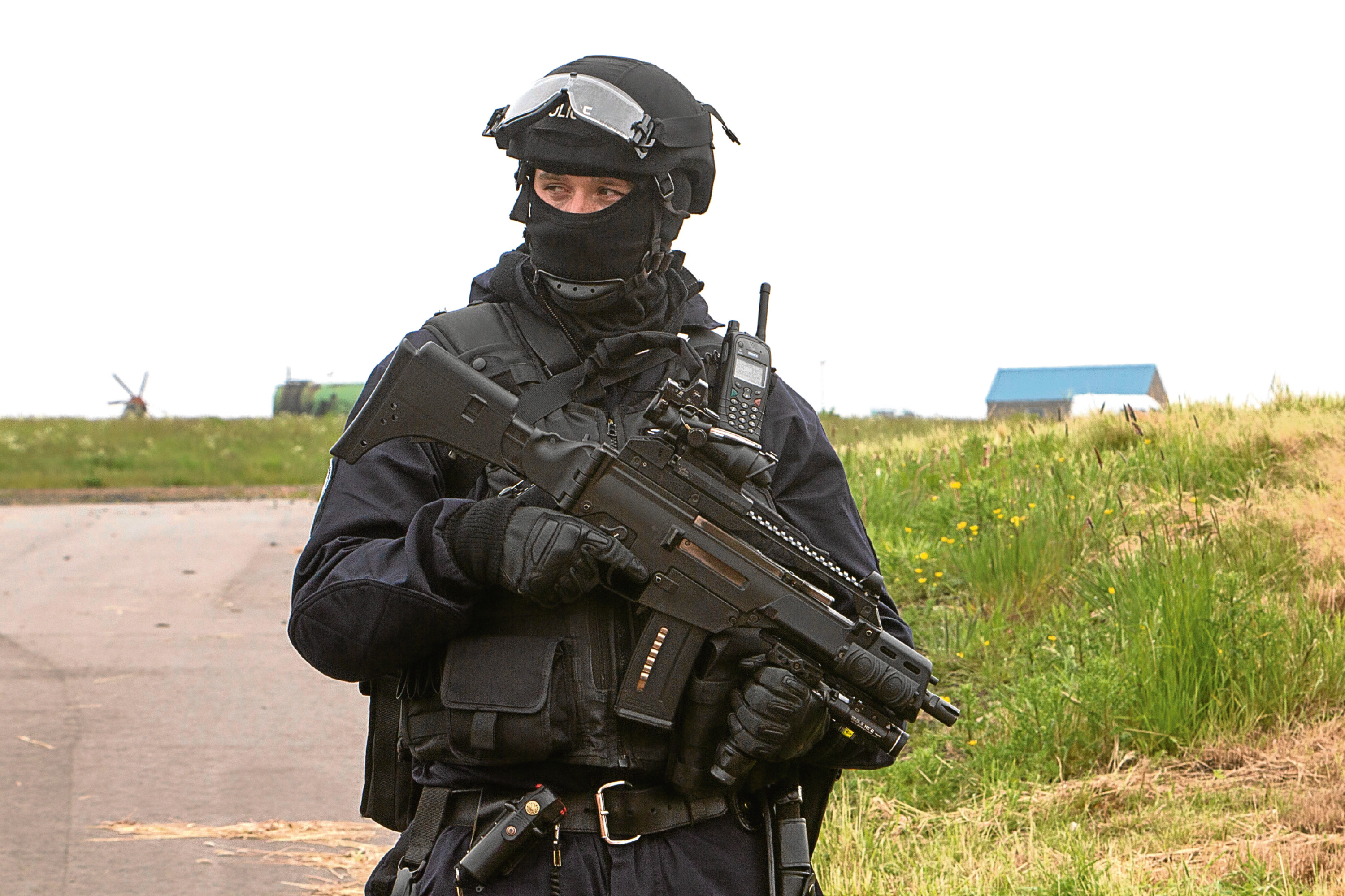 Armed police were positioned inside the airport boundaries and accompanied the nuclear material from Dounreay to Wick (Robert Macdonald/Northern Studios)