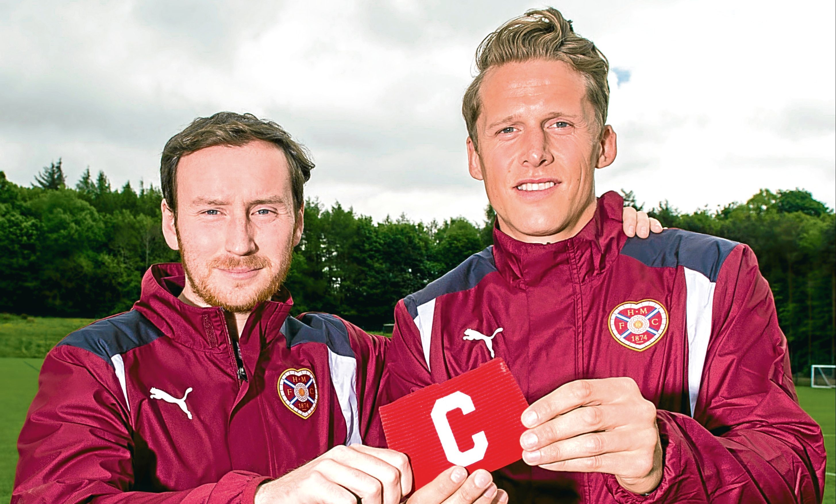 Hearts head coach Ian Cathro (left) with new signing and new captain Christophe Berra (SNS Group)