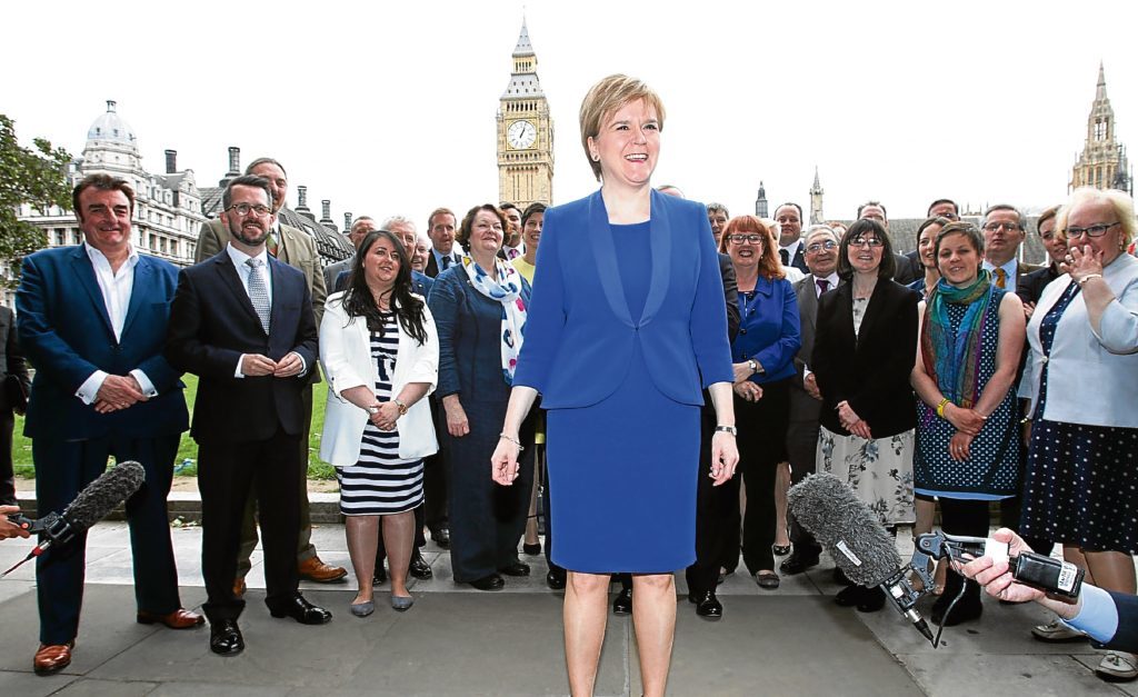 First Minister Nicola Sturgeon welcomes new SNP MPs to Westminster (Yui Mok/PA Wire)