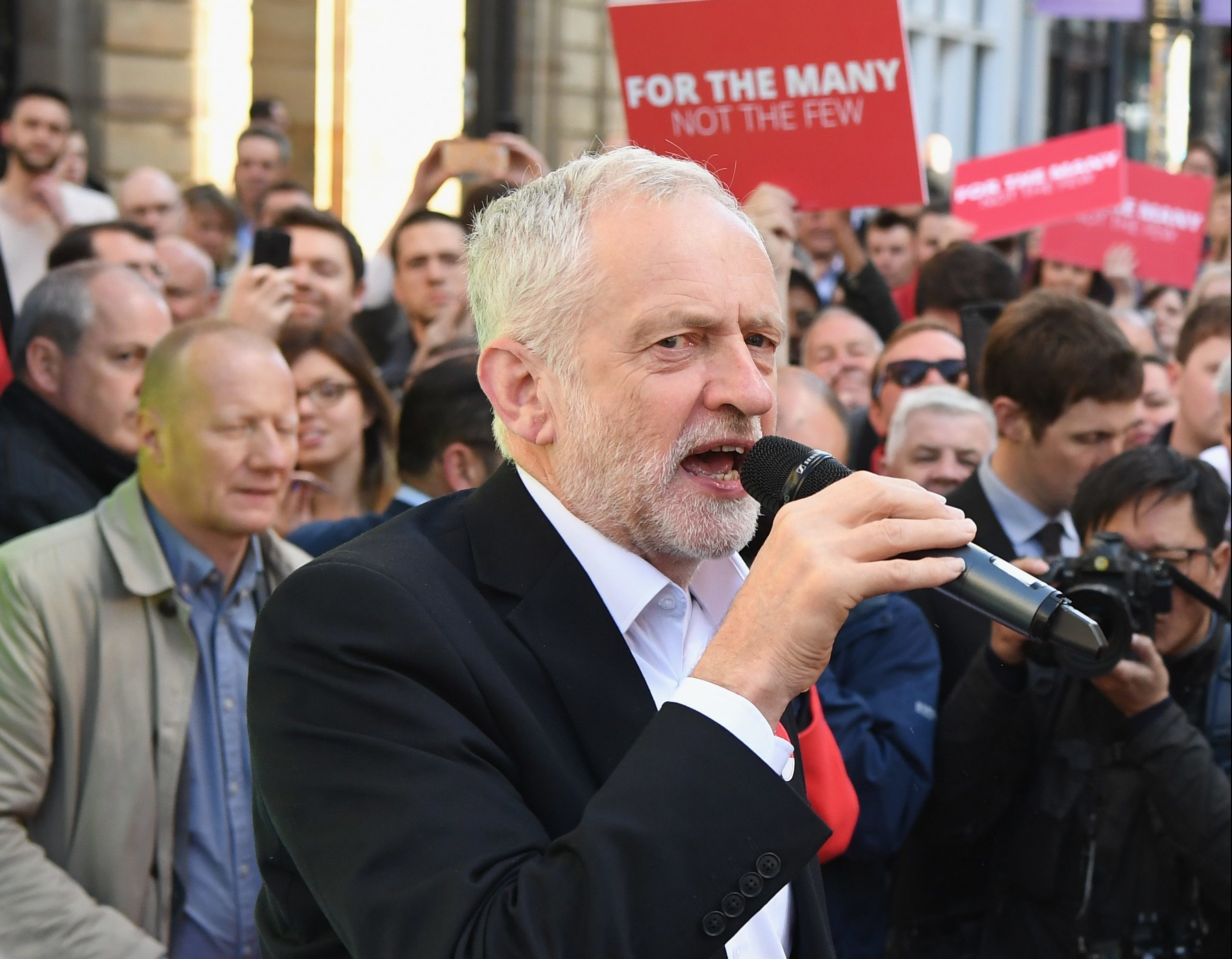 Jeremy Corbyn, Leader of the Labour Party, speaks to activists during a campaign rally on Buchanan Street Glasgow. (Jeff J Mitchell/Getty Images)