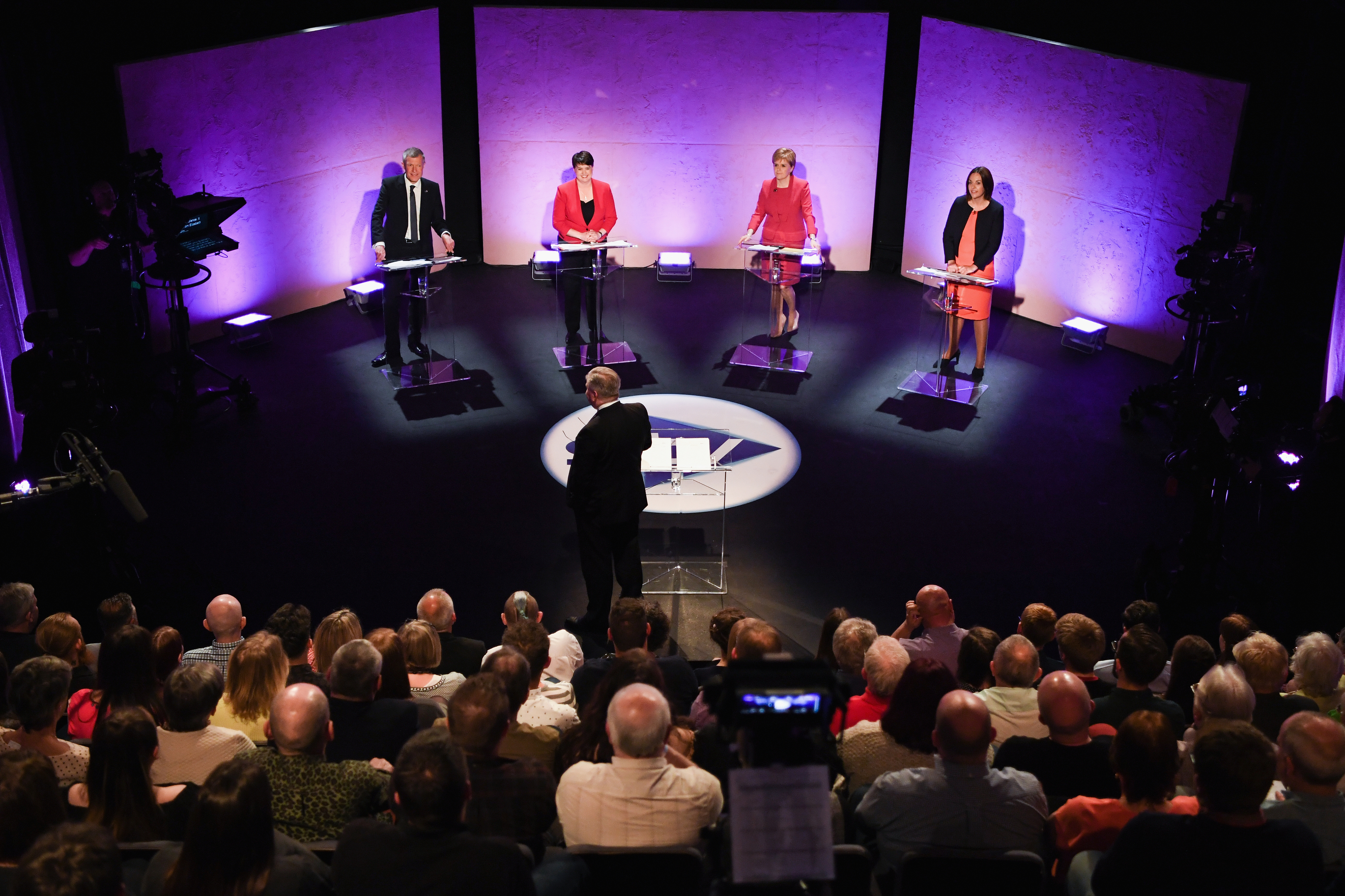 Scottish Liberal Democrat leader Willie Rennie, Scottish Conservative Party leader Ruth Davidson, Nicola Sturgeon, leader of the SNP and Labour leader Kezia Dugdale during STV General Election leaders debate (Jeff J Mitchell/Getty Images)