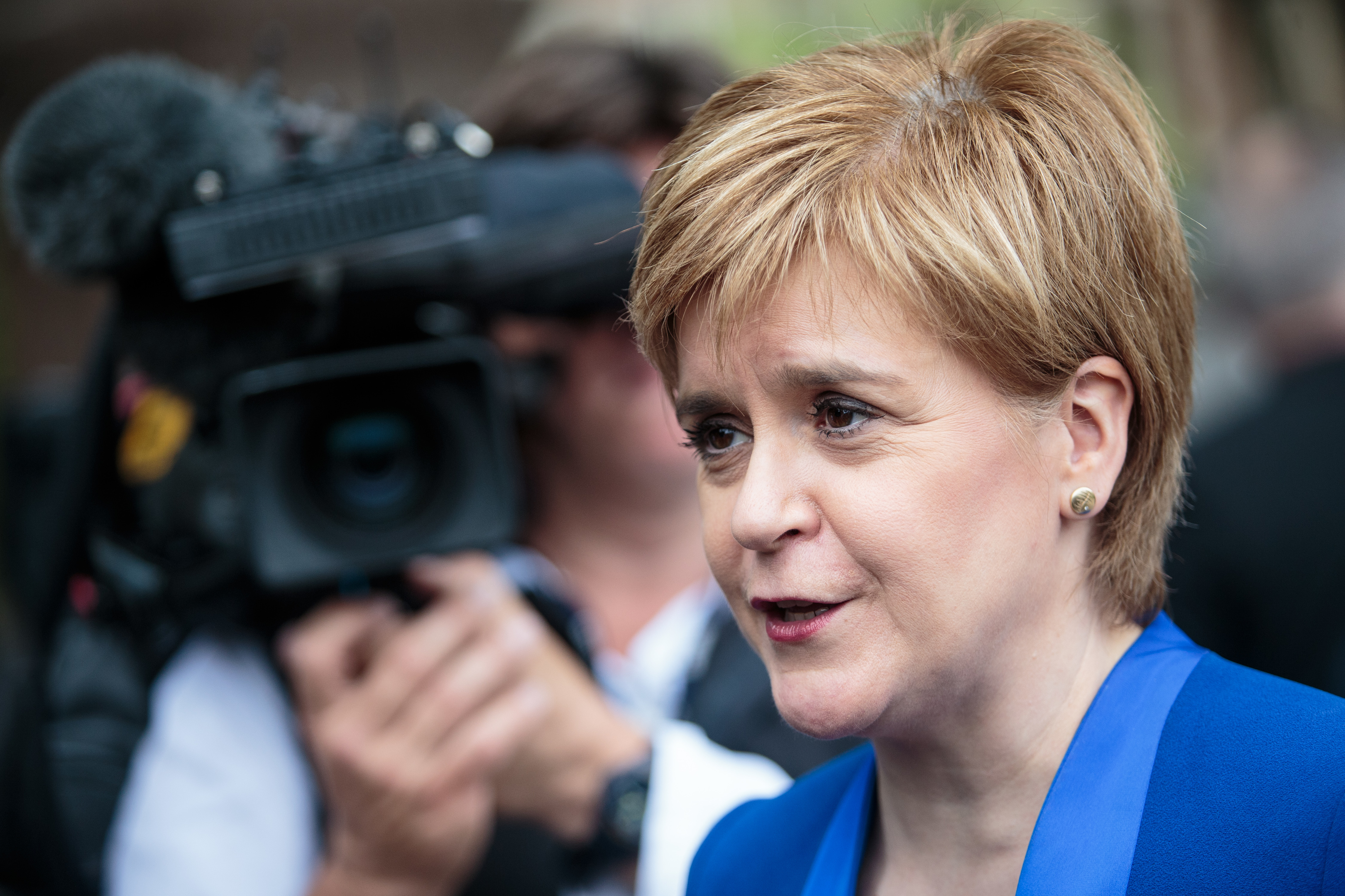Scottish National Party Leader Nicola Sturgeon speaks to the media in Parliament Sq (Jack Taylor/Getty Images)