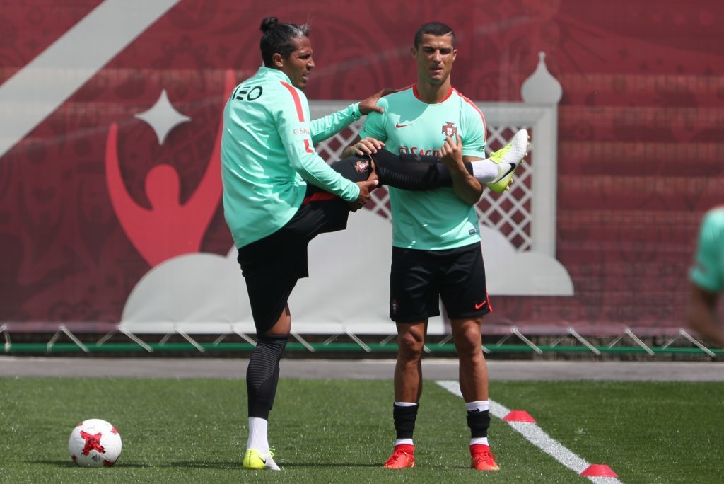Bruno Alves (L) and Cristiano Ronaldo during Portugal training (Maxim TumanovTASS via Getty Images)
