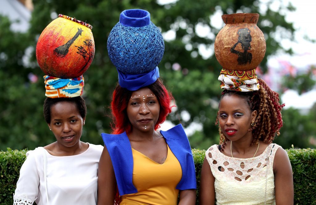Racegoers dressed in traditional African clothing and headwear (Chris Jackson/Getty Images)