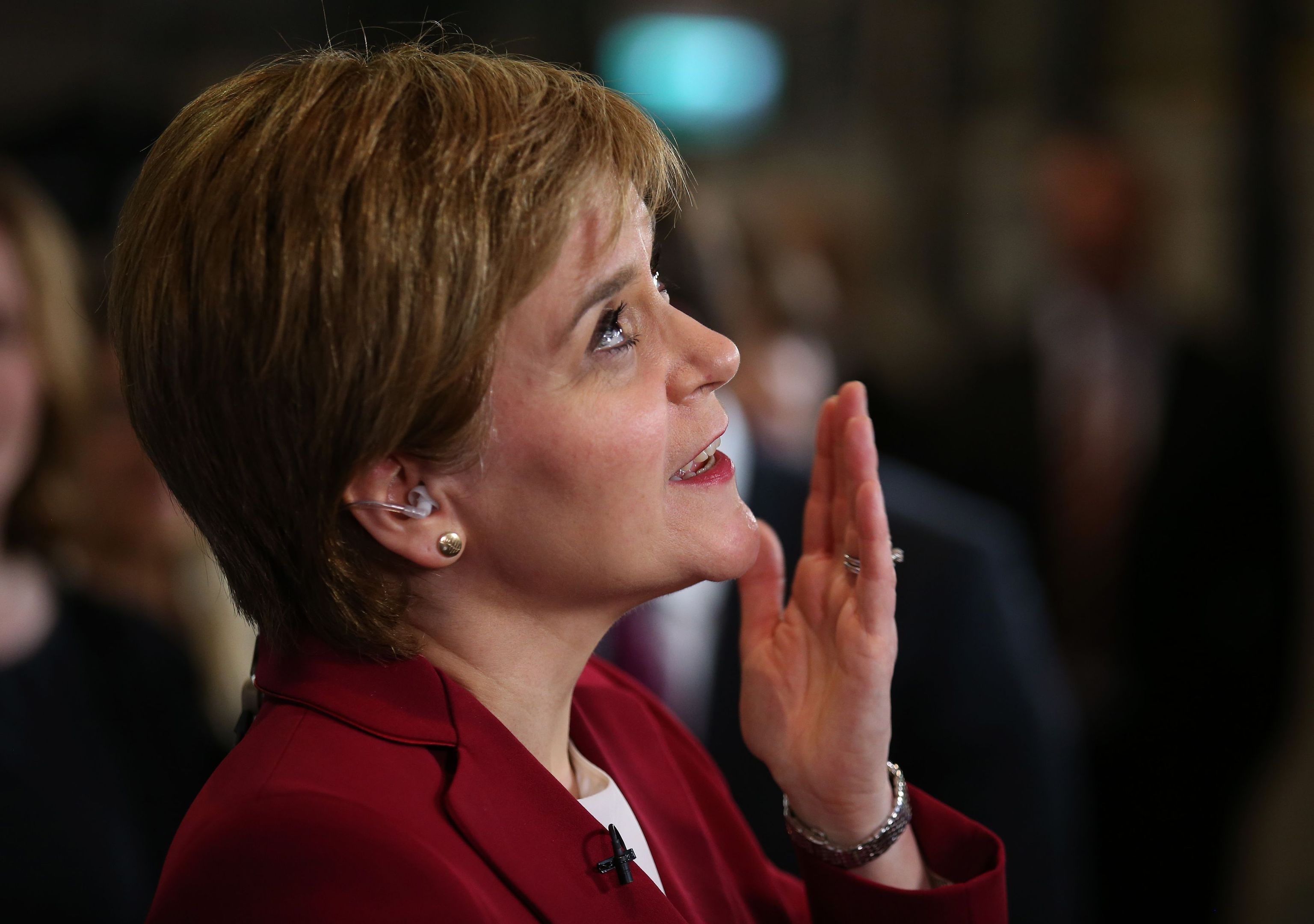 First Minister Nicola Sturgeon speaks to the media at the Emirates Arena in Glasgow (Andrew Milligan/PA Wire)