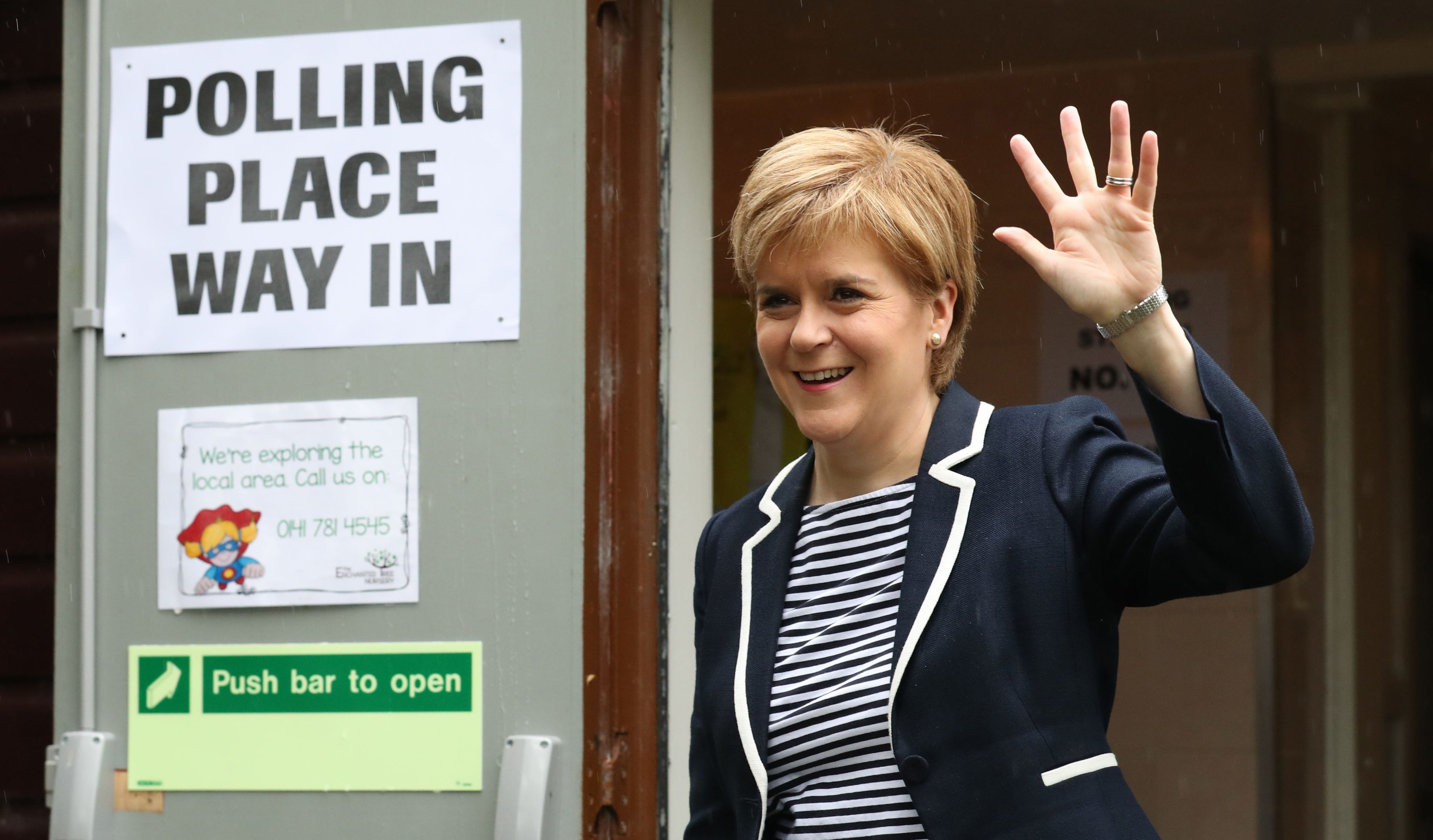 First Minister Nicola Sturgeon arrives to cast her vote at Broomhouse Community Hall in Glasgow (Andrew Milligan/PA Wire)