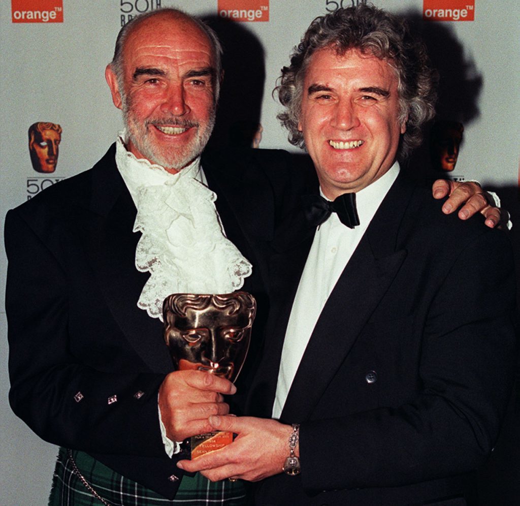Sean Connery (left) celebrating a special award for a 'Lifetime's Contribution to the British Cinema' with fellow Scot Billy Connolly, 1998 (Peter Jordan/PA Wire)