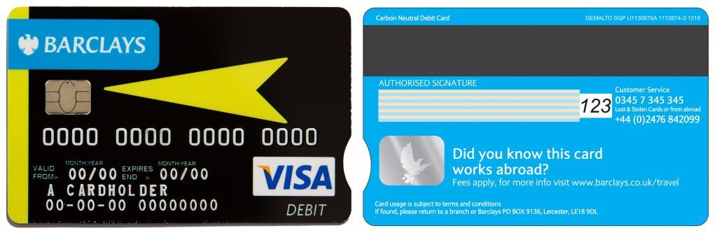 An improved high-visibility debit card to help customers with sight and dexterity issues to access its services more easily. (Keith Dewey/Barclays/PA Wire)