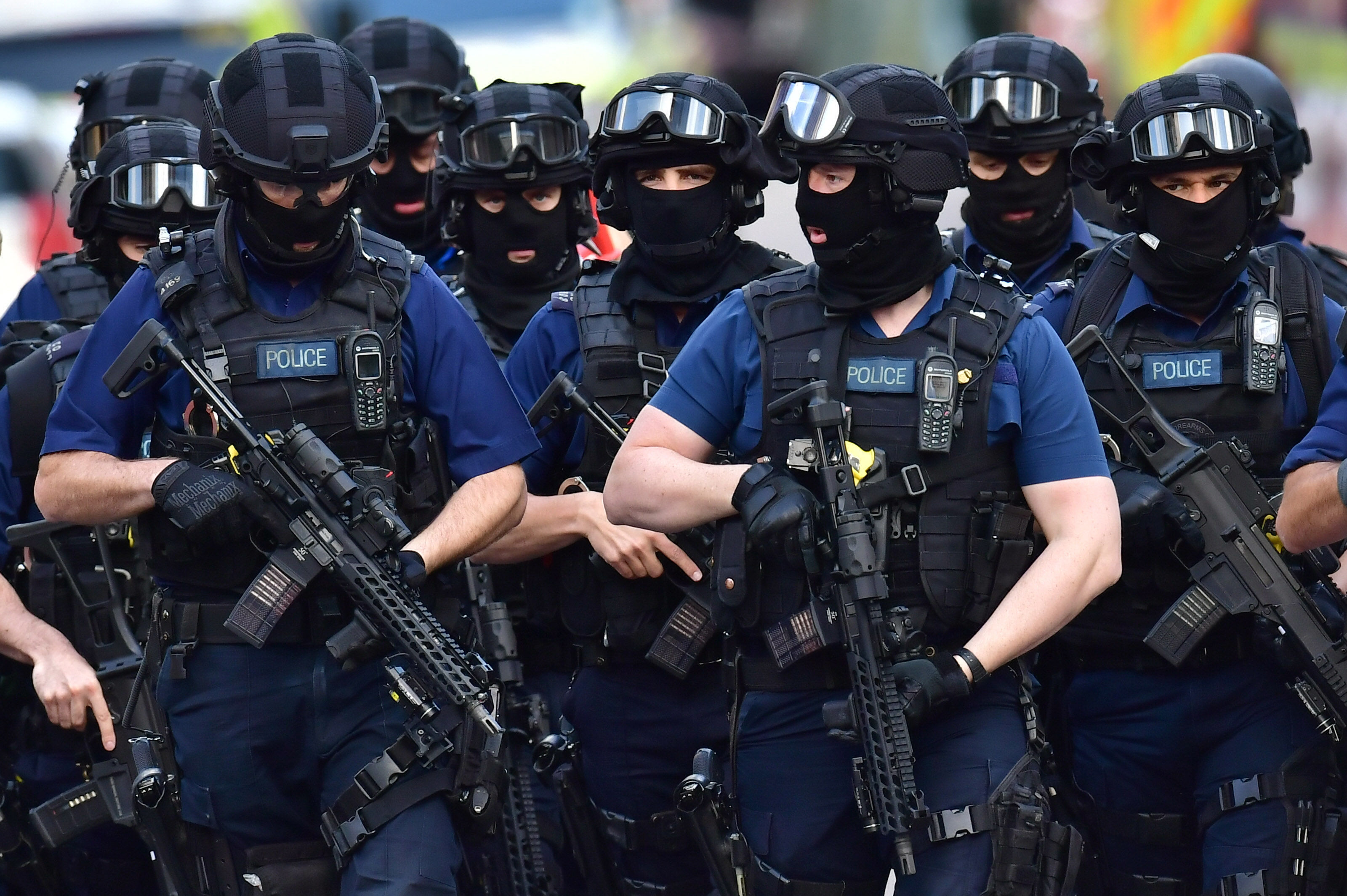 Armed police on St Thomas Street, London, near the scene of last night's terrorist incident at Borough Market. (Dominic Lipinski/PA Wire)