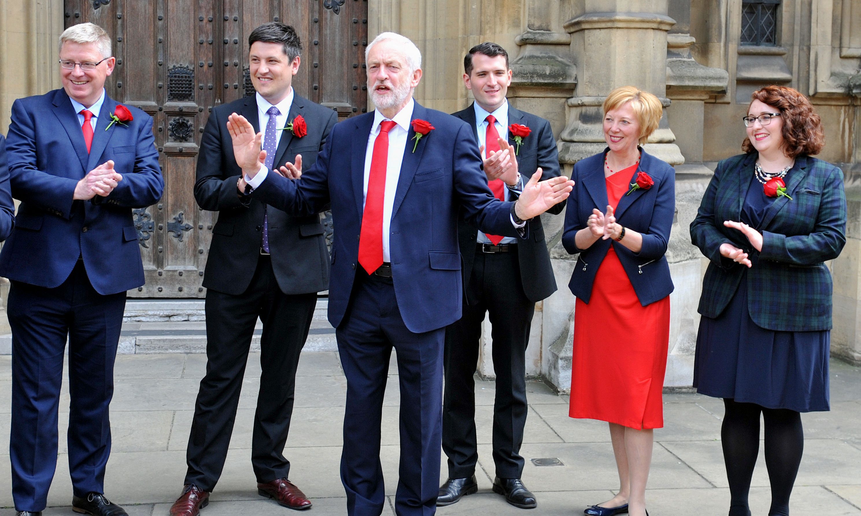 Labour leader Jeremy Corbyn welcomes Scottish Labour MPs (Nick Ansell/PA Wire)