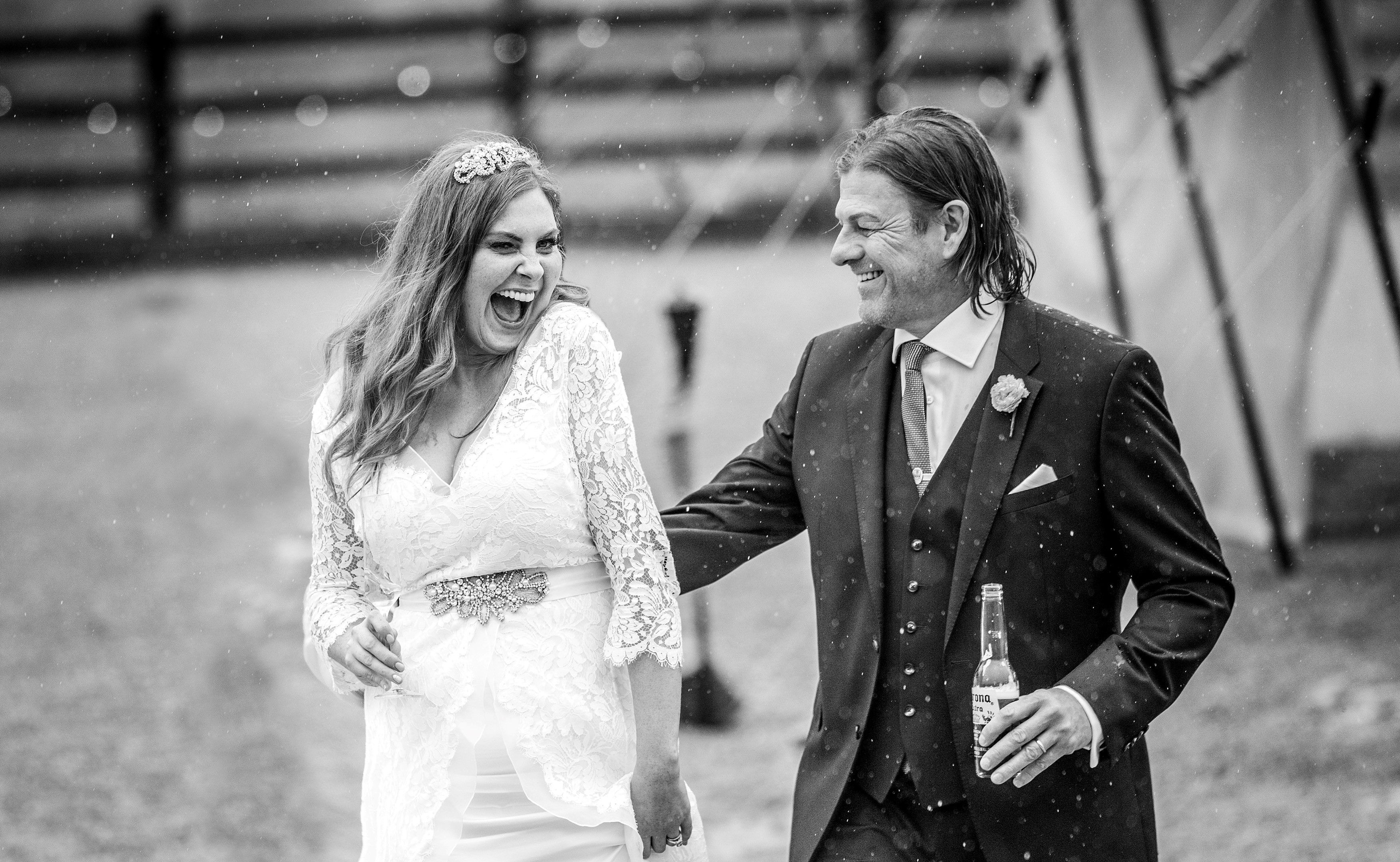 Game of Thrones star Sean Bean and his wife Ashley at their wedding in Dorset. (PA Wire)