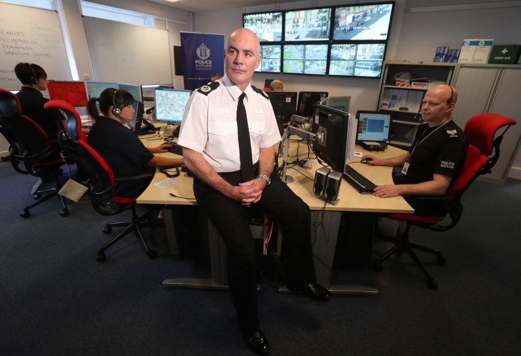 Police Scotland Assistant Chief Constable Bernard Higgins in the event control room at the Policing Complex in Glasgow, after discussing policing arrangements ahead of a weekend of high profile sporting events. (Andrew Milligan/PA Wire)