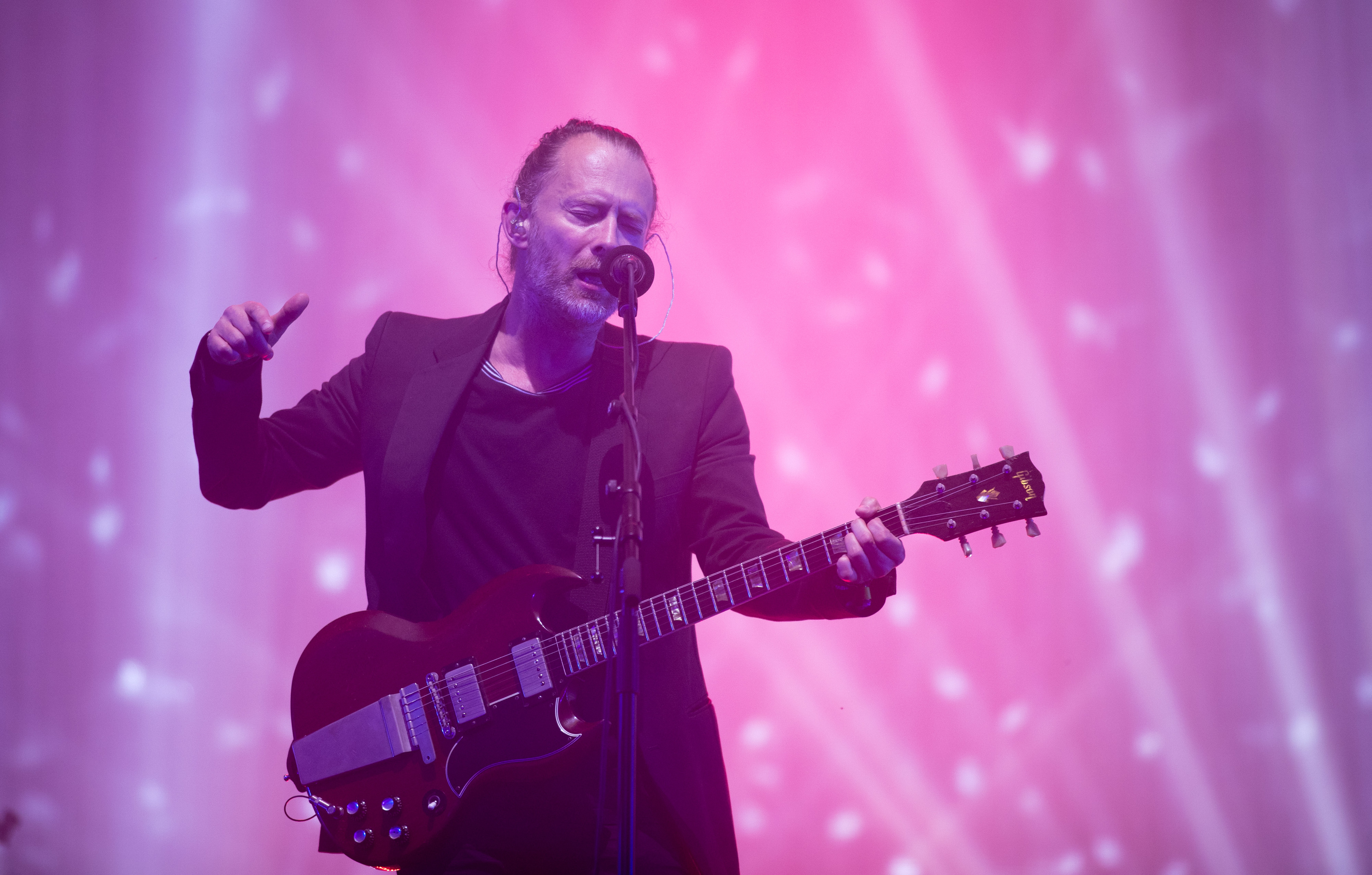 Thom Yorke from Radiohead performs on the Pyramid Stage at the Glastonbury Festival (Matt Cardy/Getty Images)