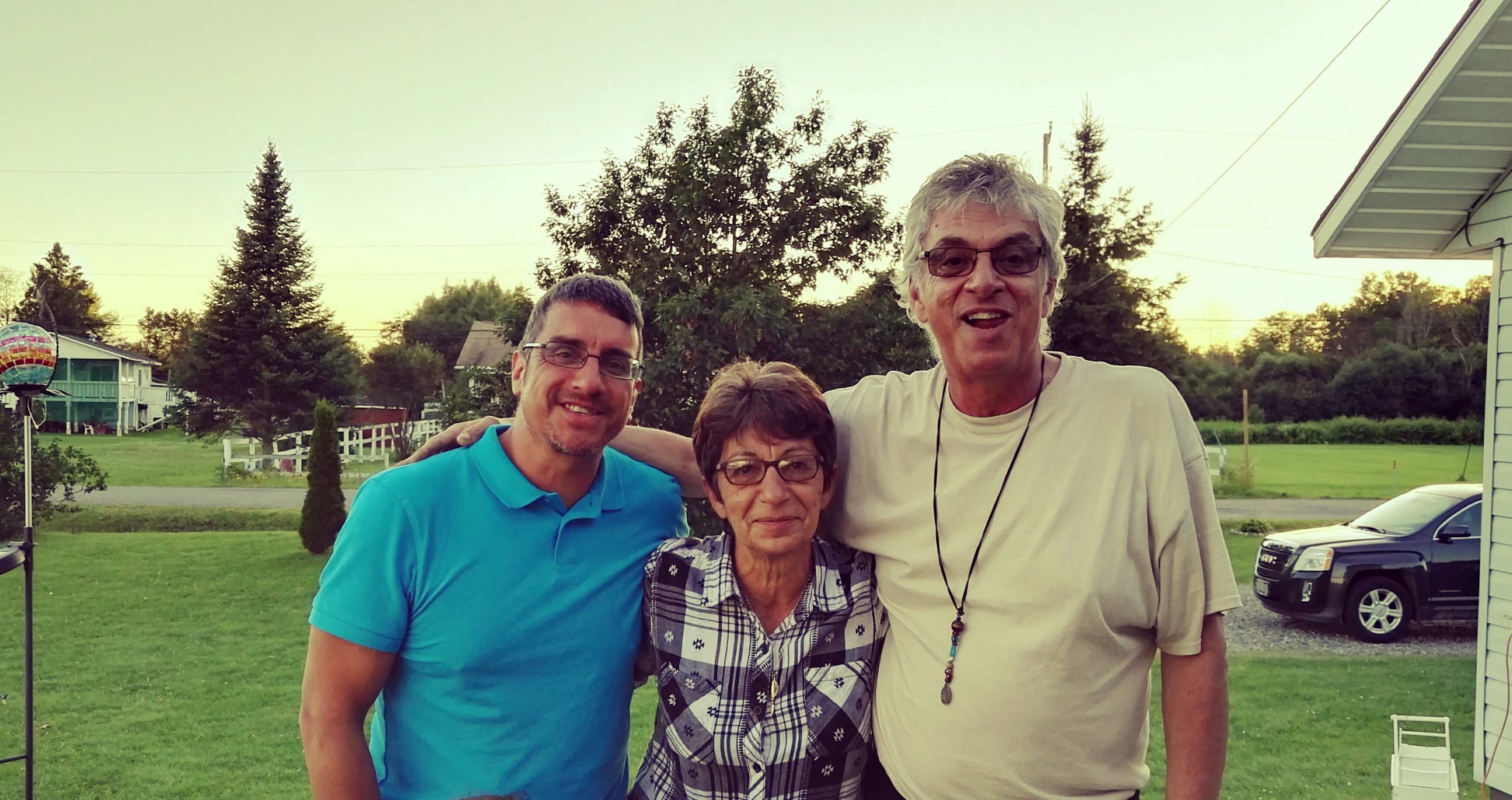 Daniel Black, far left, meets sister Kathy and brother Chris for the first time