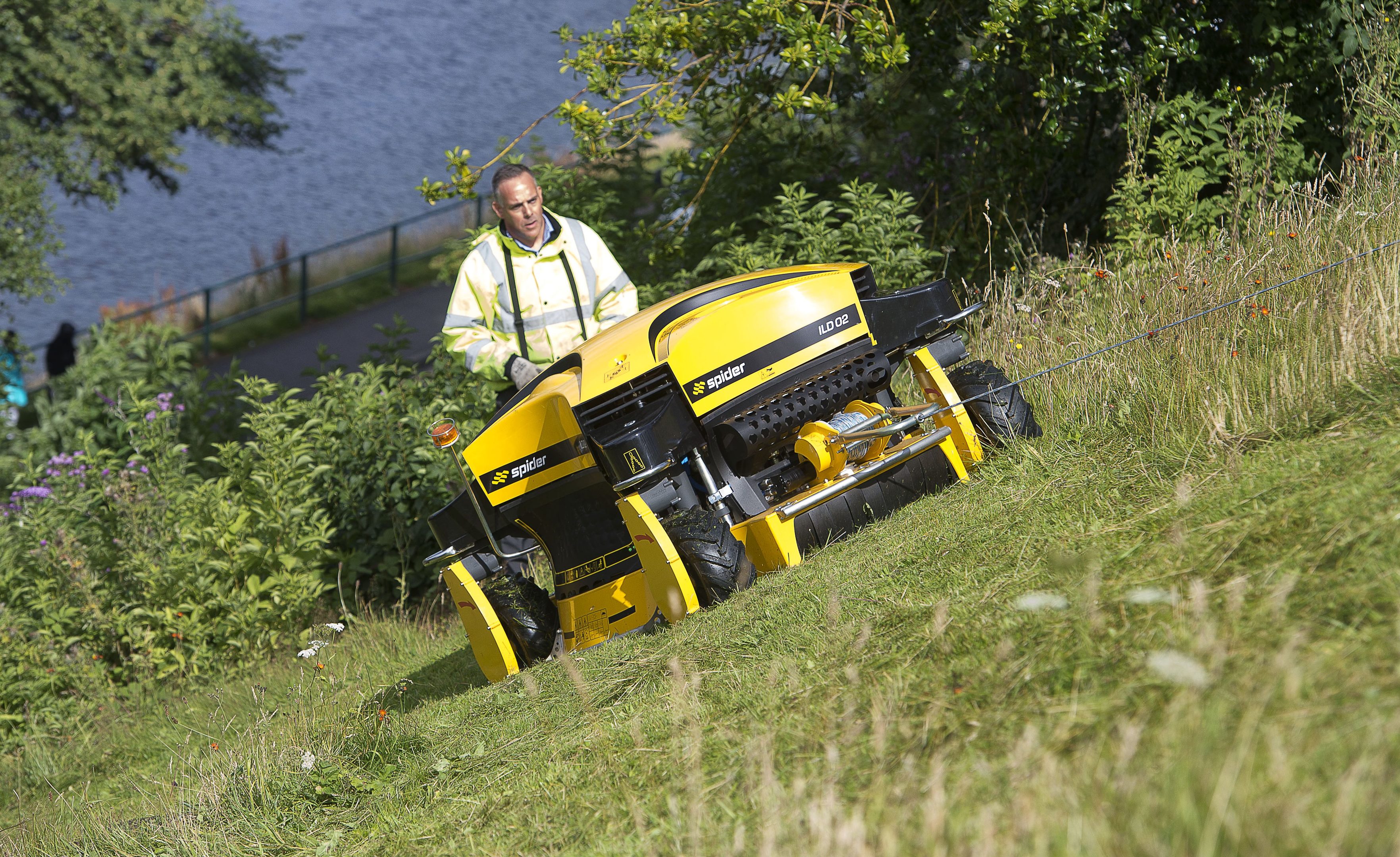 A remote control grass cutting machine (“Spider”) is to be tested on the steep Inverness Castle Banks (Trevor Martin)