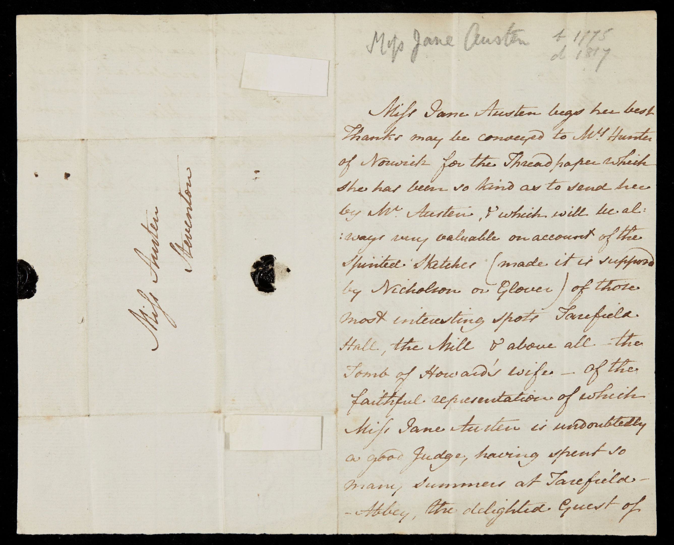A letter written by author Jane Austen to her favourite niece in which she mocks a contemporary writer, which has sold at auction for more than £162,000. (Sotheby's/PA Wire)