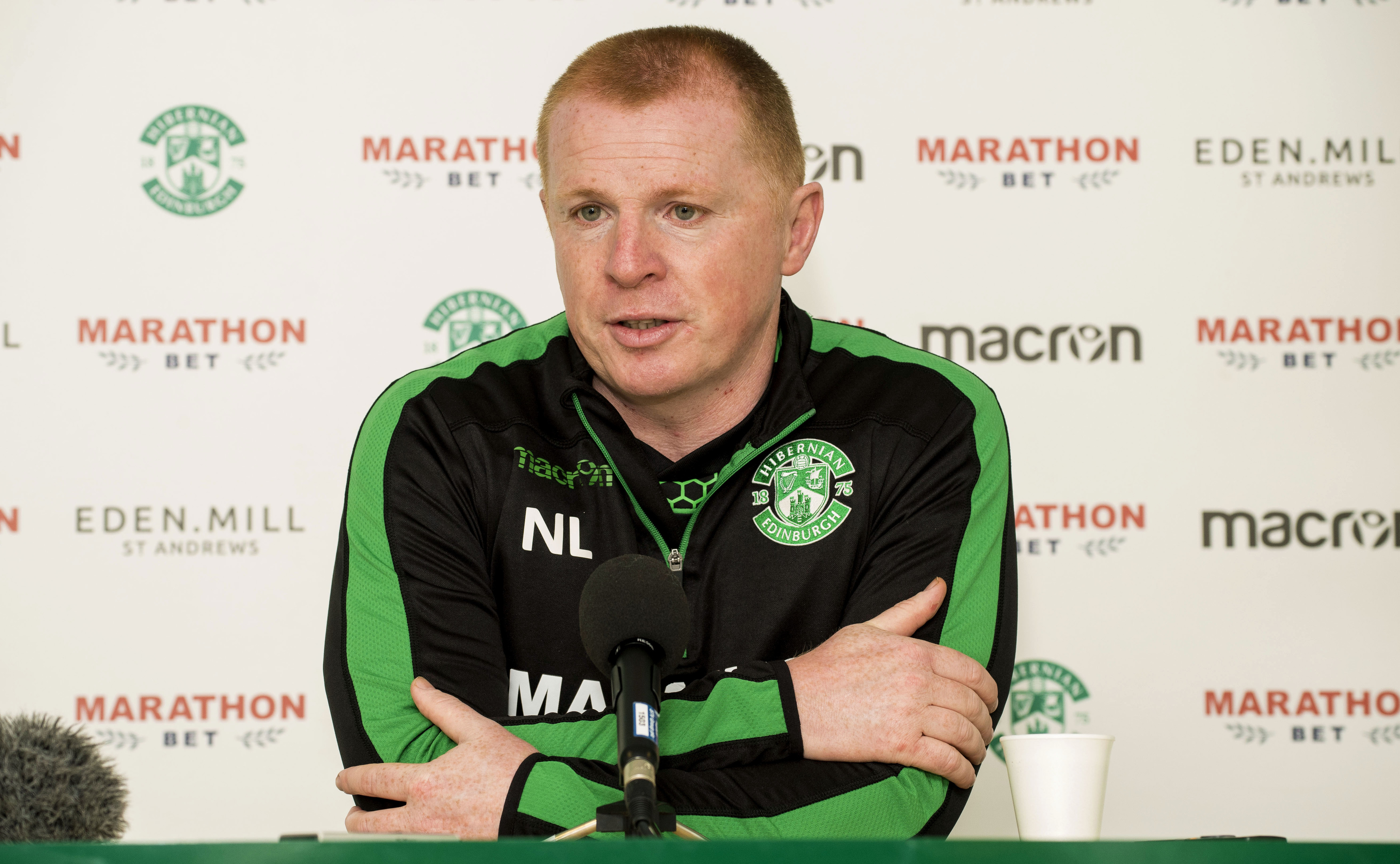 Hibernian manager Neil Lennon speaks to the media (SNS Group / Bill Murray)