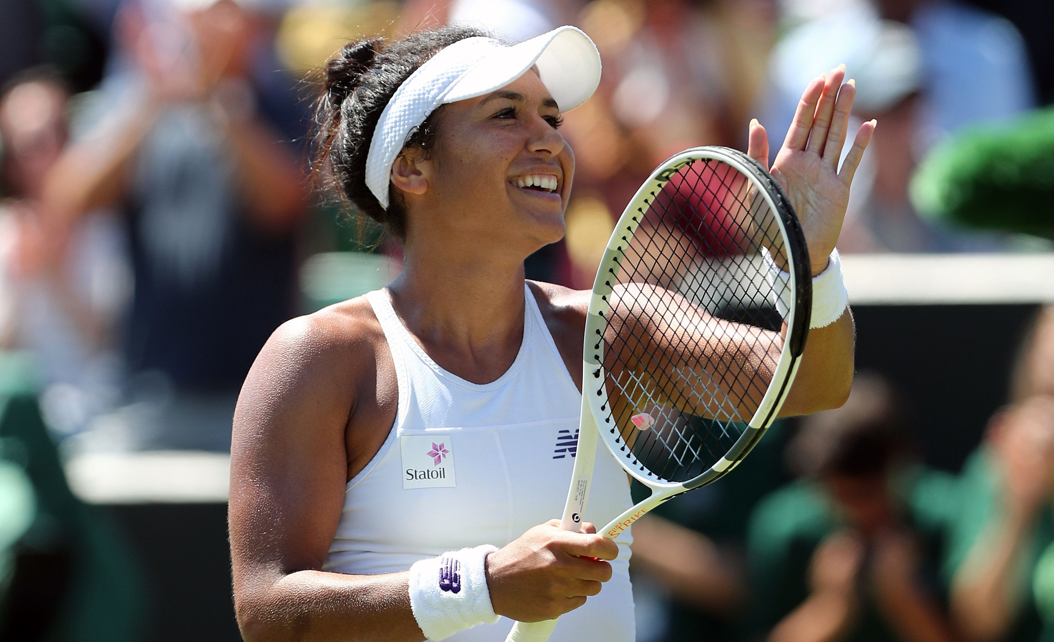 Heather Watson celebrates victory over Anastasija Sevastova (Gareth Fuller/PA Wire)