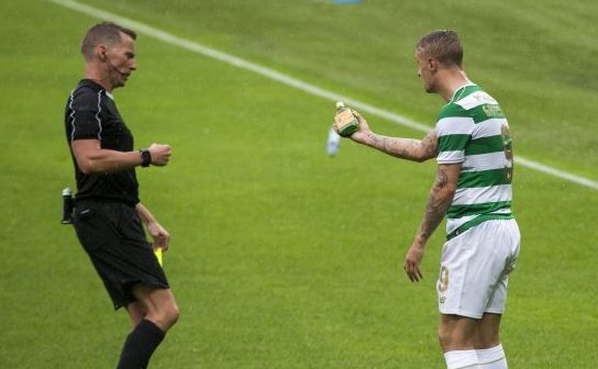 A bottle was thrown at Leigh Griffiths (Liam McBurney/PA)