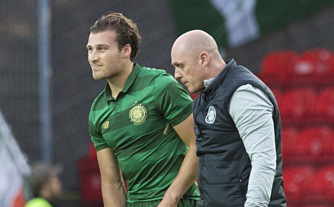 Celtic's Erik Sviatchenko suffered a first half injury against Rosenborg (SNS Group / Craig Williamson)