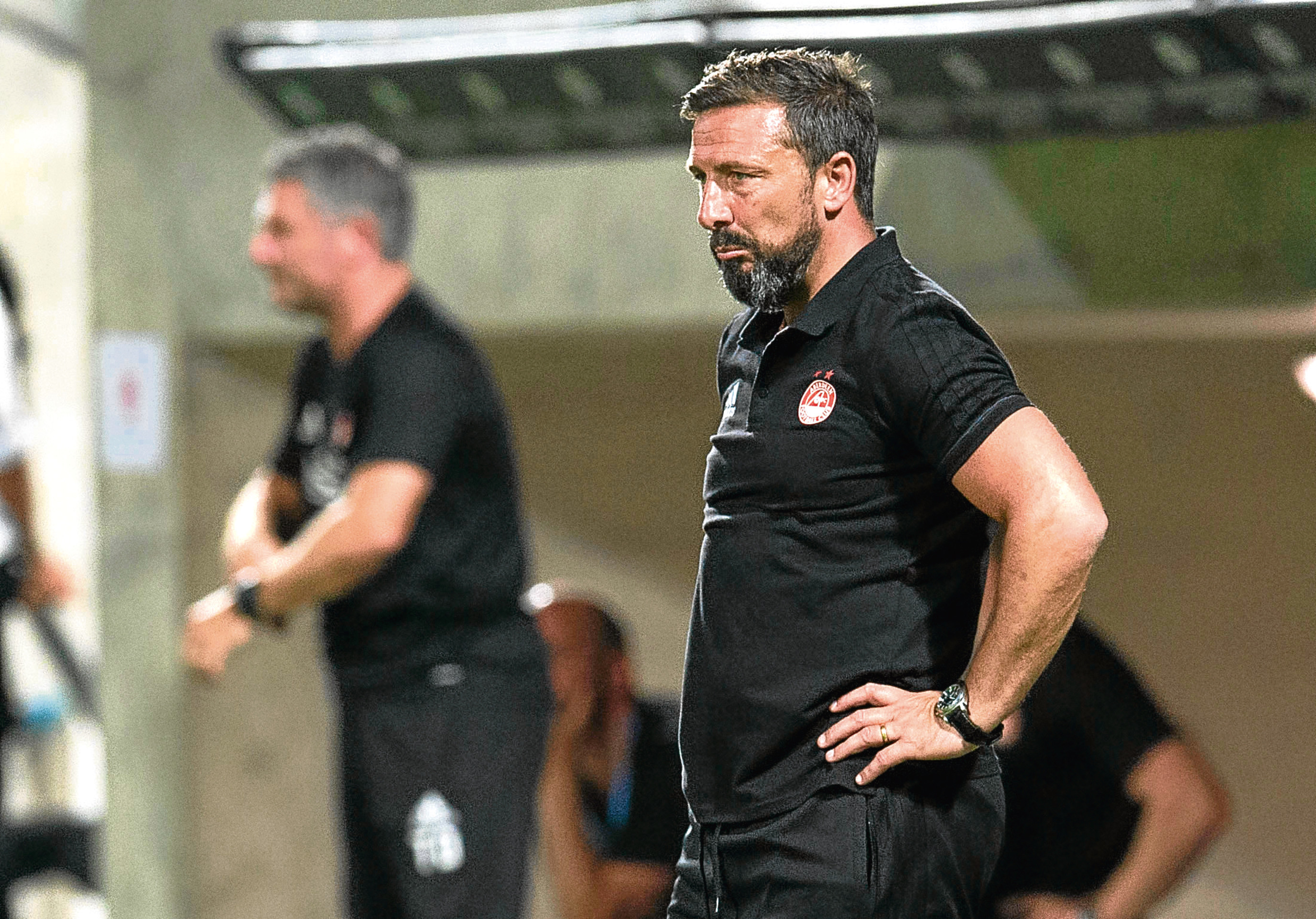 Aberdeen manager Derek McInnes at full-time as the Dons crash out of Europe (SNS Group)