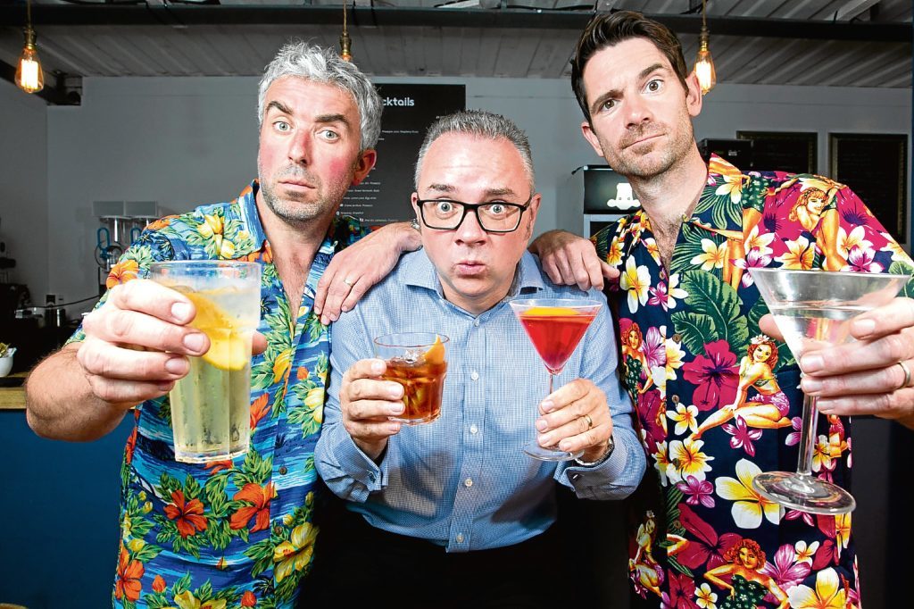 Our reporter Alan Shaw (centre) sampling various drinks and cocktails served up by the "Thinking Drinkers", Ben McFarland and Tom Sandham (Andrew Cawley / DC Thomson)