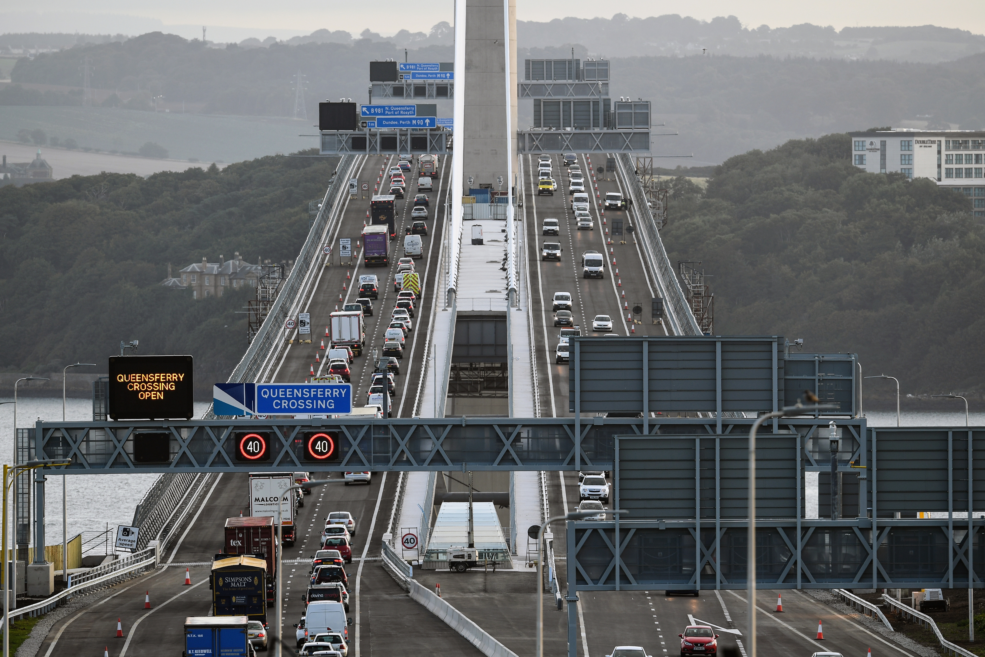 Morning traffic crosses the new Queensferry Crossing (Jeff J Mitchell/Getty Images)
