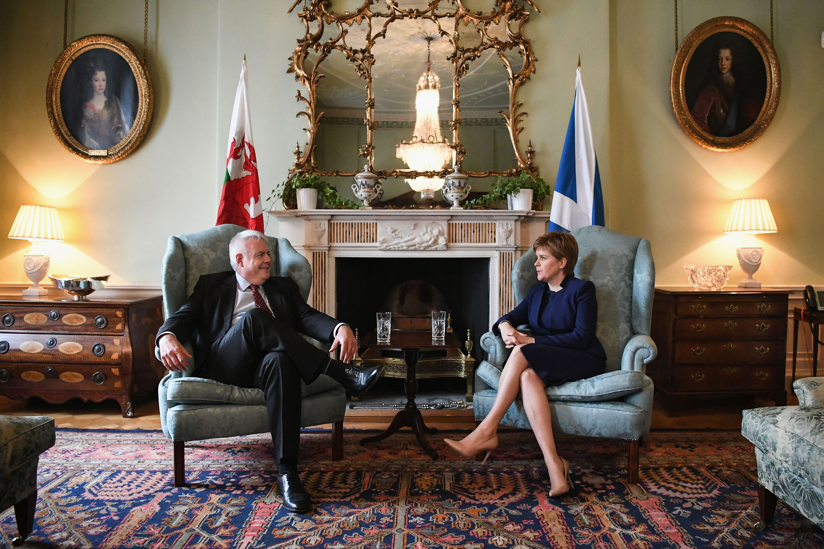 Scotland's First Minister Nicola Sturgeon and her Welsh counterpart Carwyn Jones meeting at Bute House in Edinburgh to discuss their opposition to the Brexit repeal Bill (Jeff J Mitchell/PA Wire)