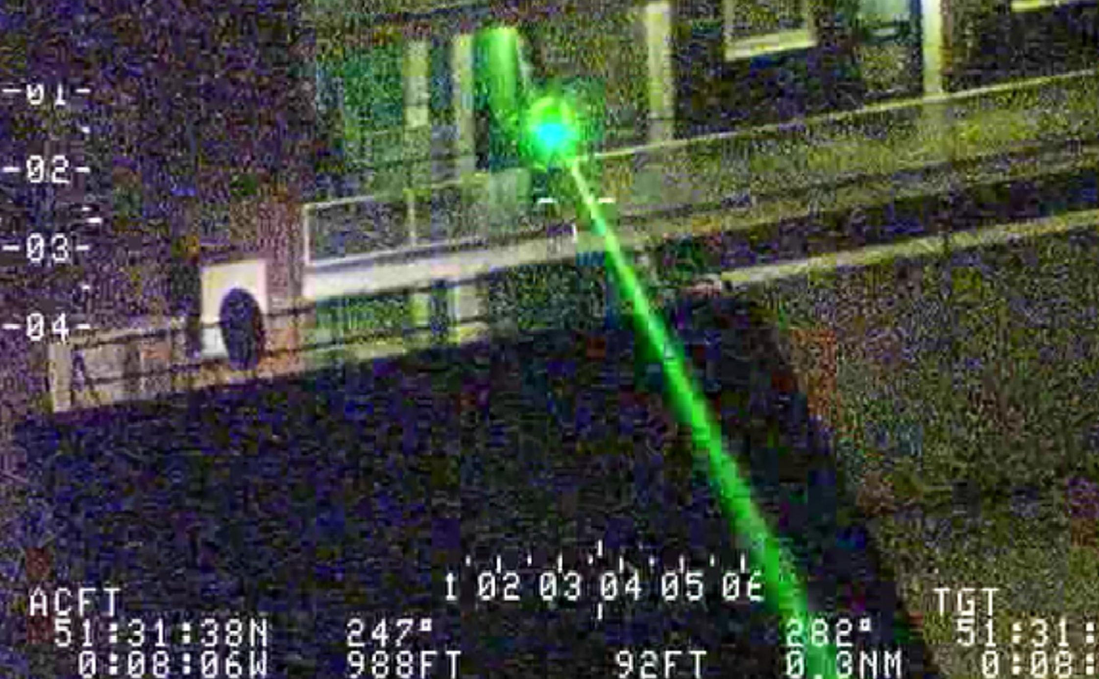 Screengrab from footage dated issued by the National Police Air Service (NPAS) of an incident in which a laser was directed at a police helicopter (NPAS/PA Wire)