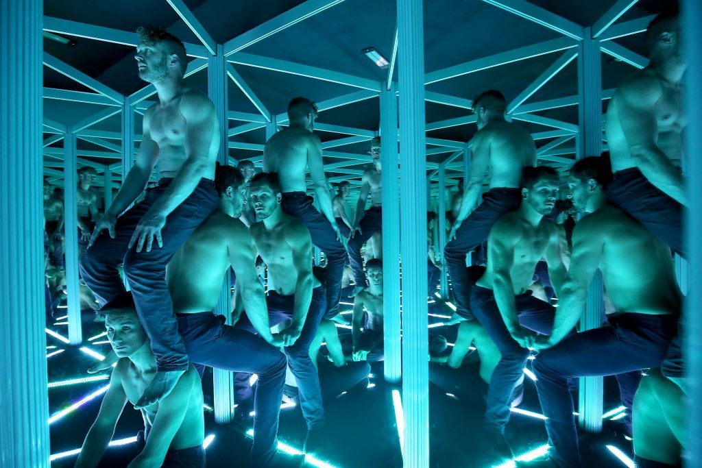 Members of Head First Acrobats perform inside the giant kaleidoscope at Camera Obscura and World of Illusions, Edinburgh, ahead of their Fringe (Jane Barlow/PA Wire)