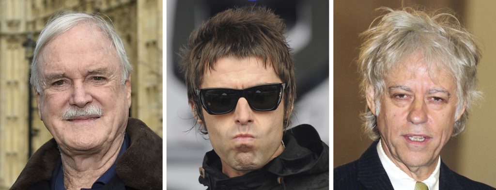 John Cleese, Sir Bob Geldof and Liam Gallagher, who are among a raft of stars who will take part in a rough sleeping event dubbed "Live Aid" for the homeless. (PA Wire)
