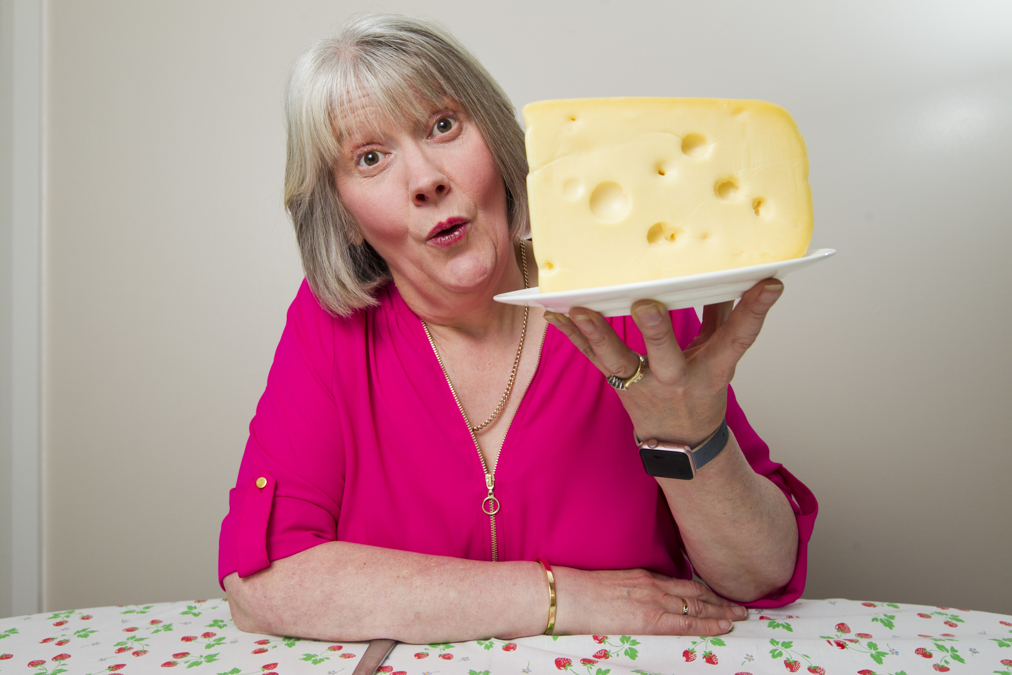 Bonnie looks tempted by some delicious cheese last week but after changing her diet she shuns the stuff (Andrew Cawley / DC Thomson)