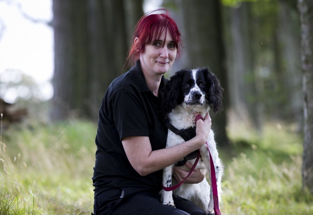 Flo the dog, with SSPCA officer, Ann McMillan (Andrew Cawley, DC Thomson)