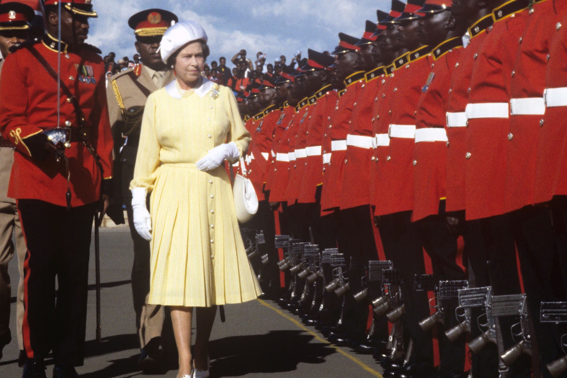 Queen Elizabeth II inspecting a Guard of Honour in 1983, when the speech was originally written (Ron Bell/PA Wire)